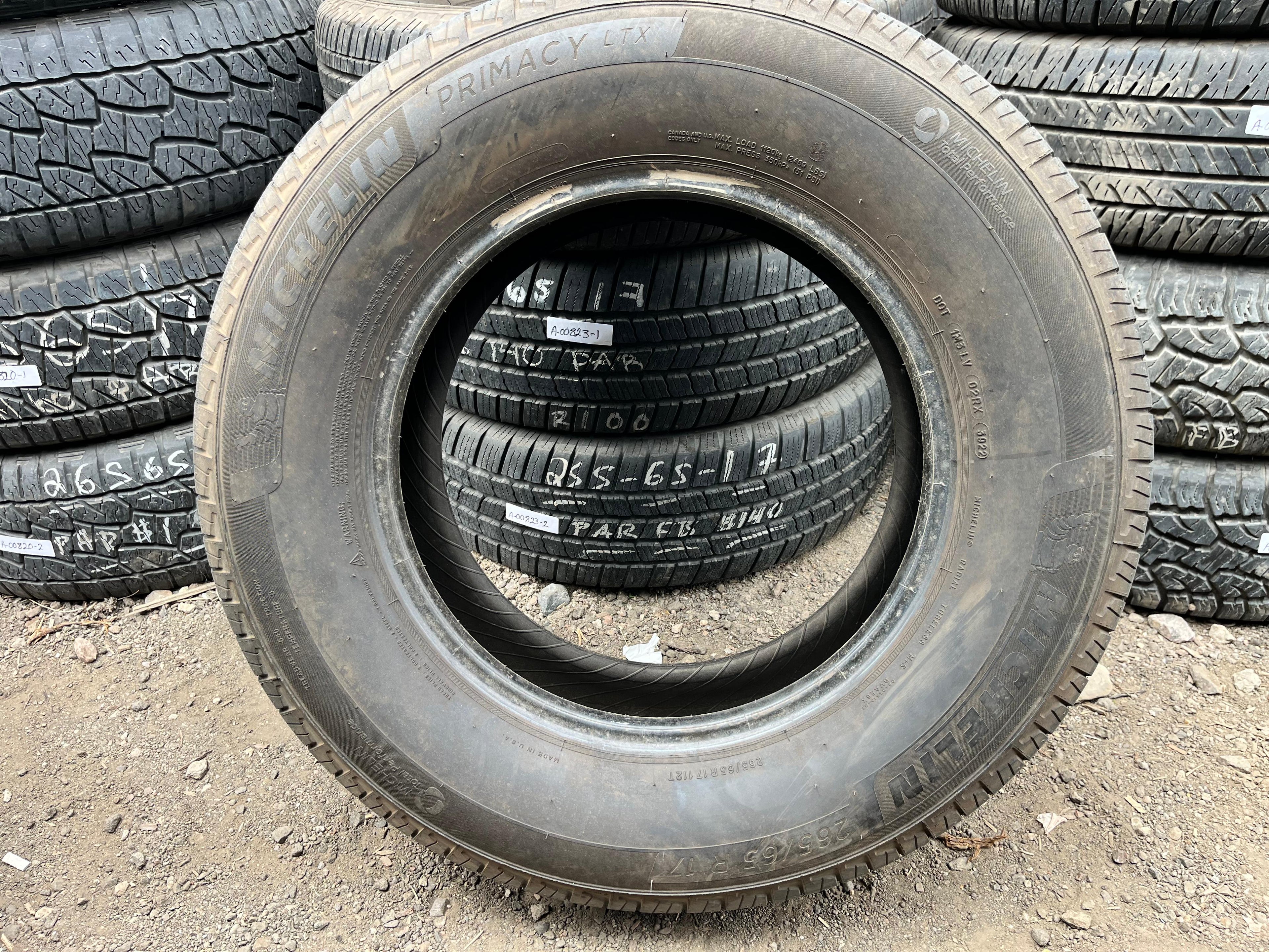 265/65R17 Pair (2 Used Tires) Michelin Primacy (LTX)