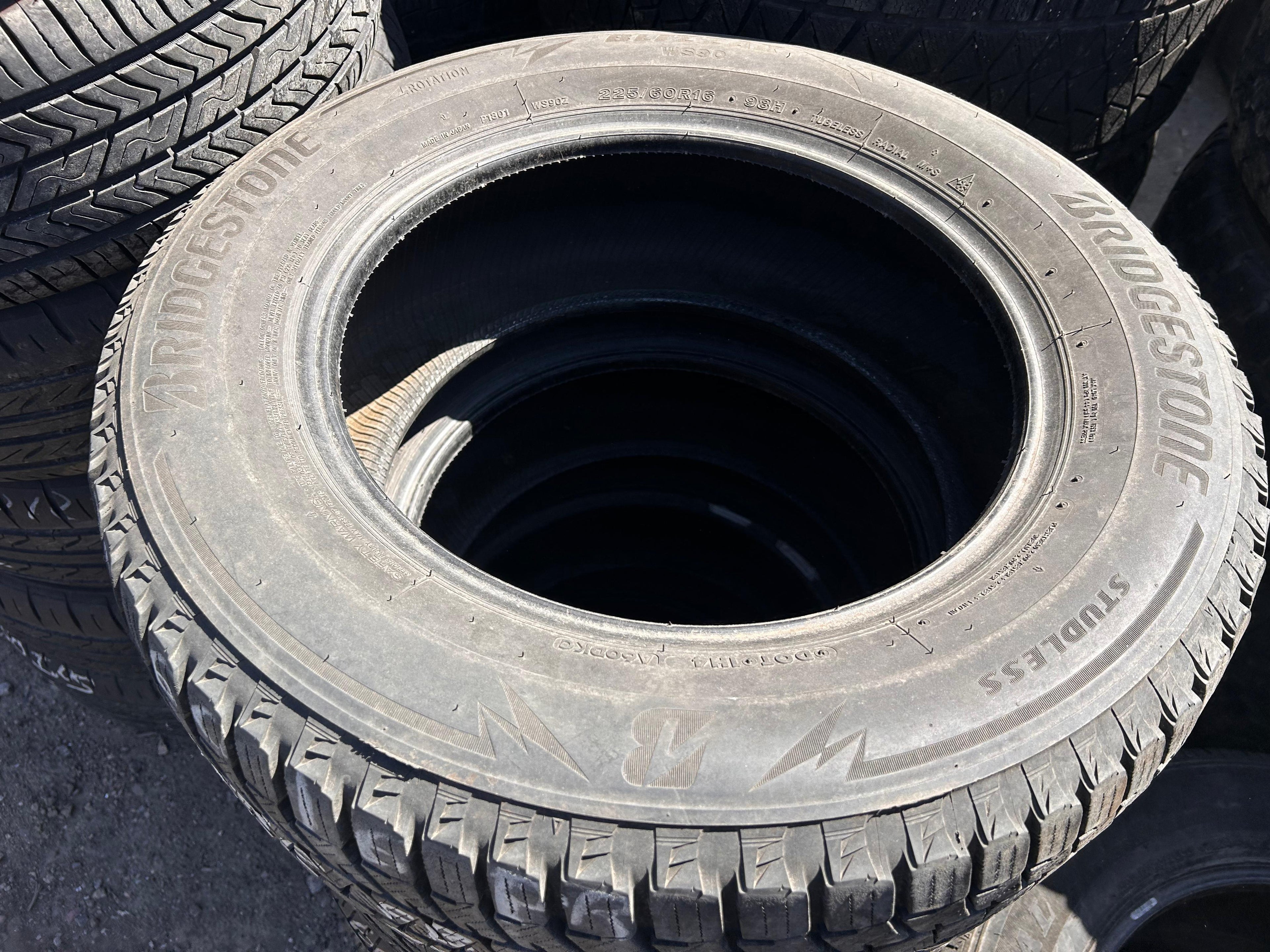 225/60R16 Pair (2 Used Tires) Bridgestone Blizzak WS90