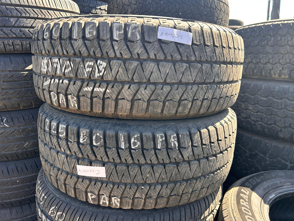225/60R16 Pair (2 Used Tires) Bridgestone Blizzak WS90