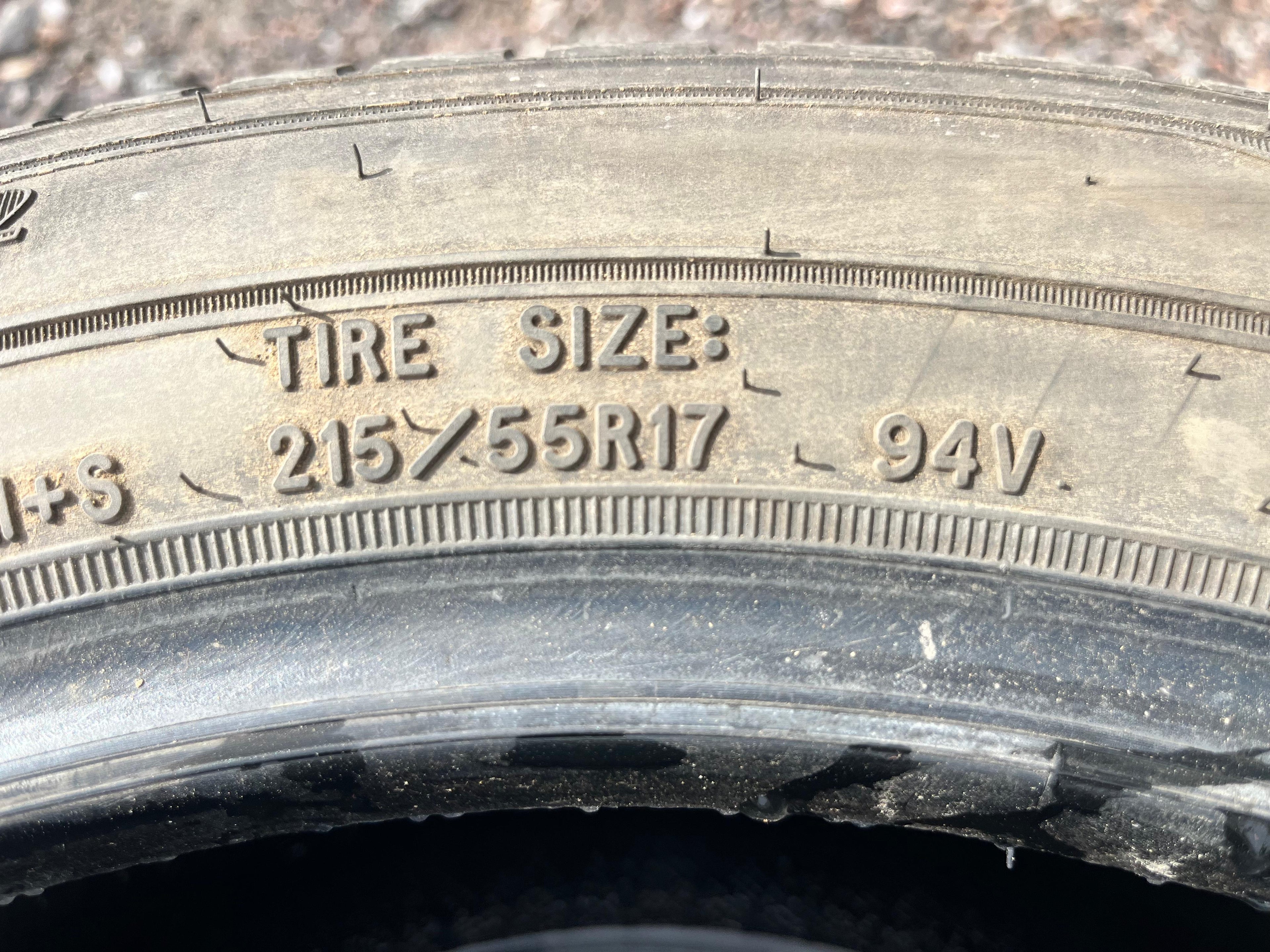 215/55R17 Pair (2 Used Tires) Goodyear Assurance