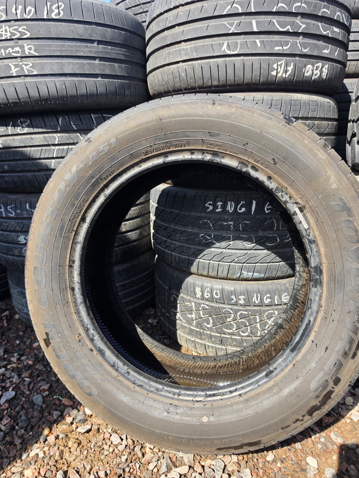 265/55R19 Single (1 Used Tires) Toyo Open Country A51