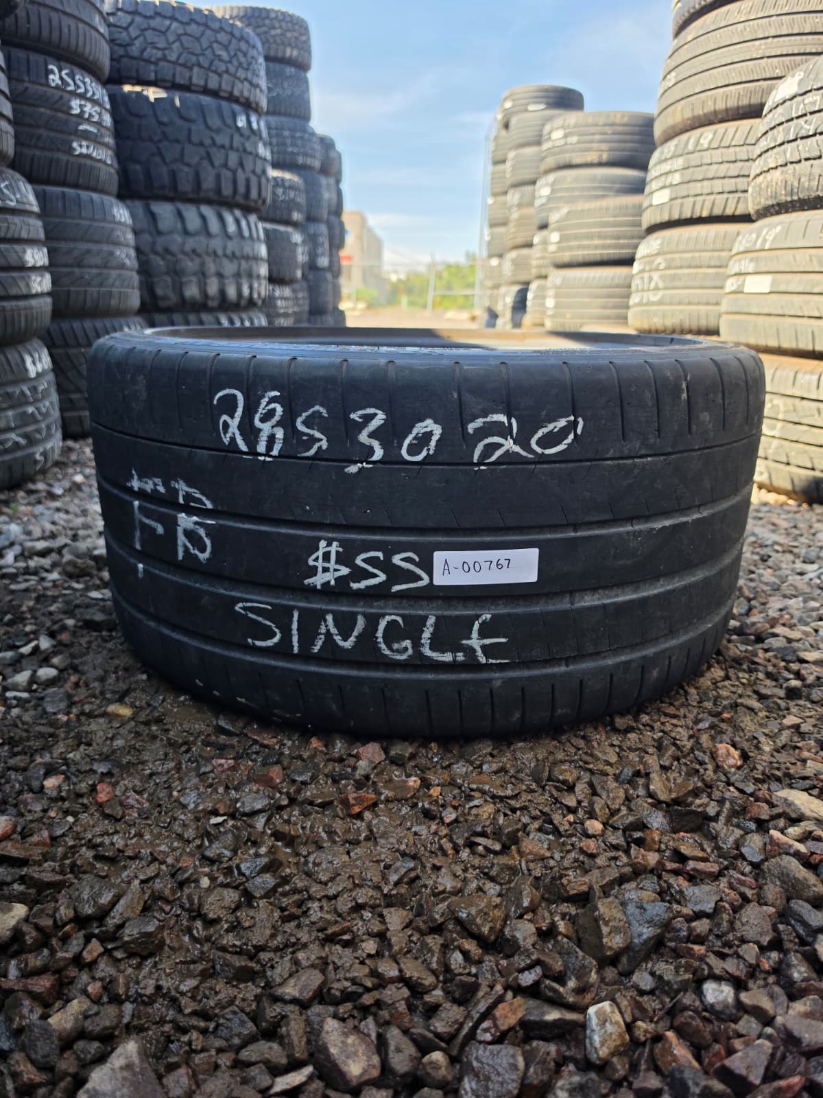 285/30ZR20 Single (1 Used Tire) Michelin Pilot Sport