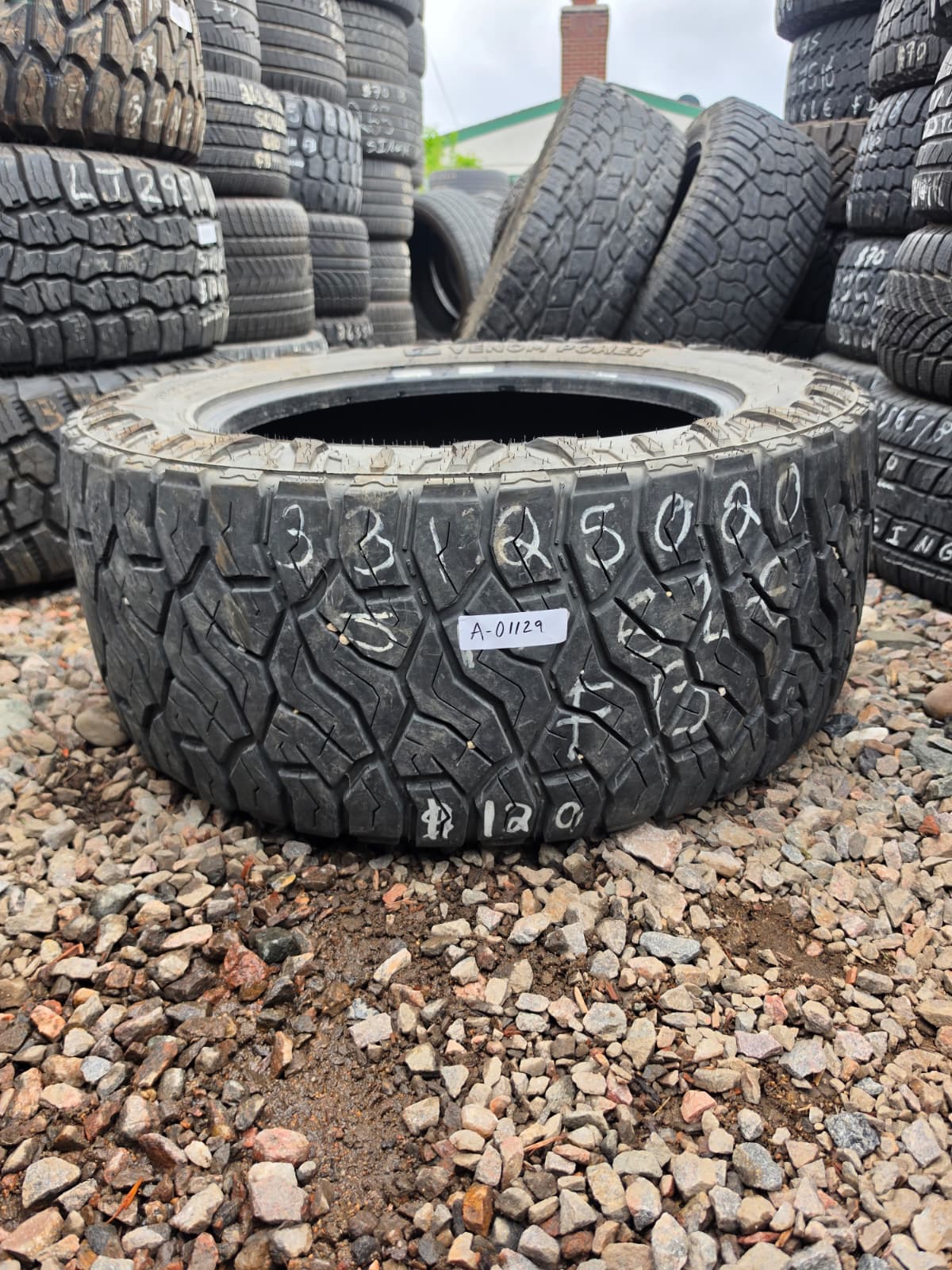 LT33X12.50R20 Single (1 Used Tire) Venom Power Terrain Hunter R/T+