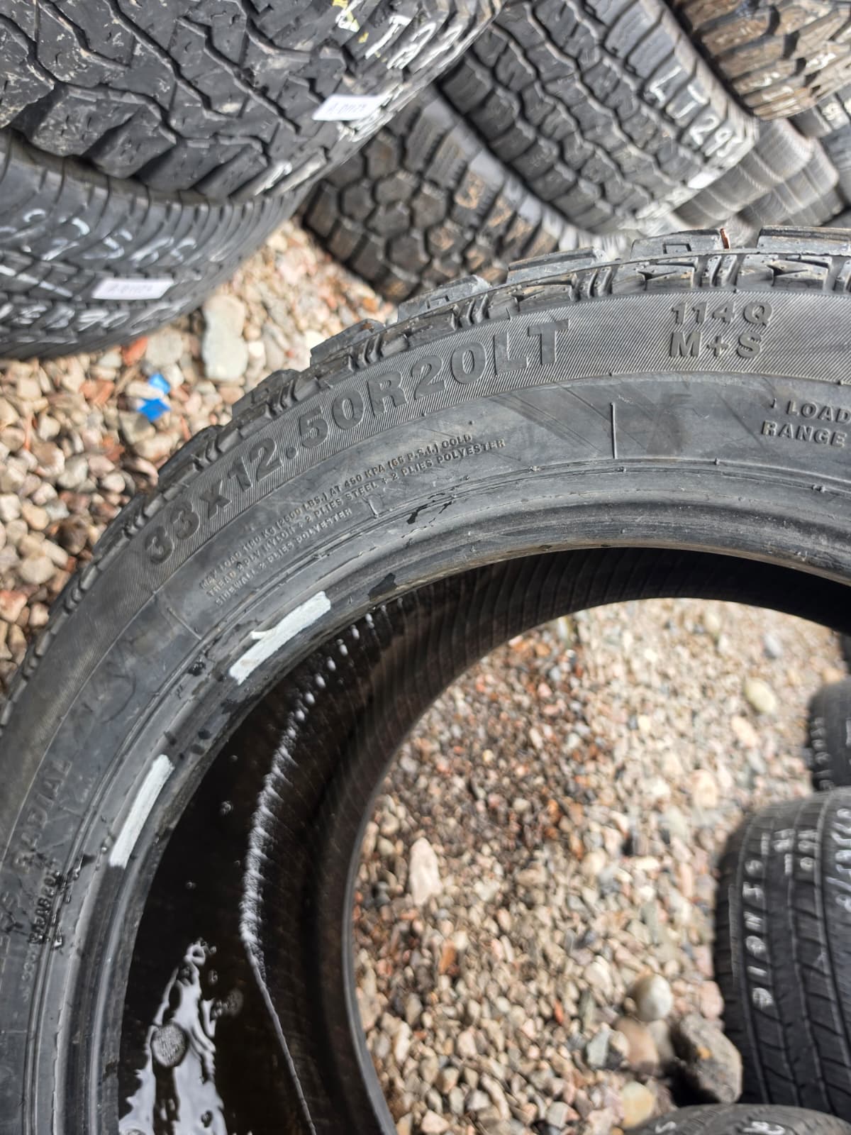 LT33X12.50R20 Single (1 Used Tire) Gladiator QR900