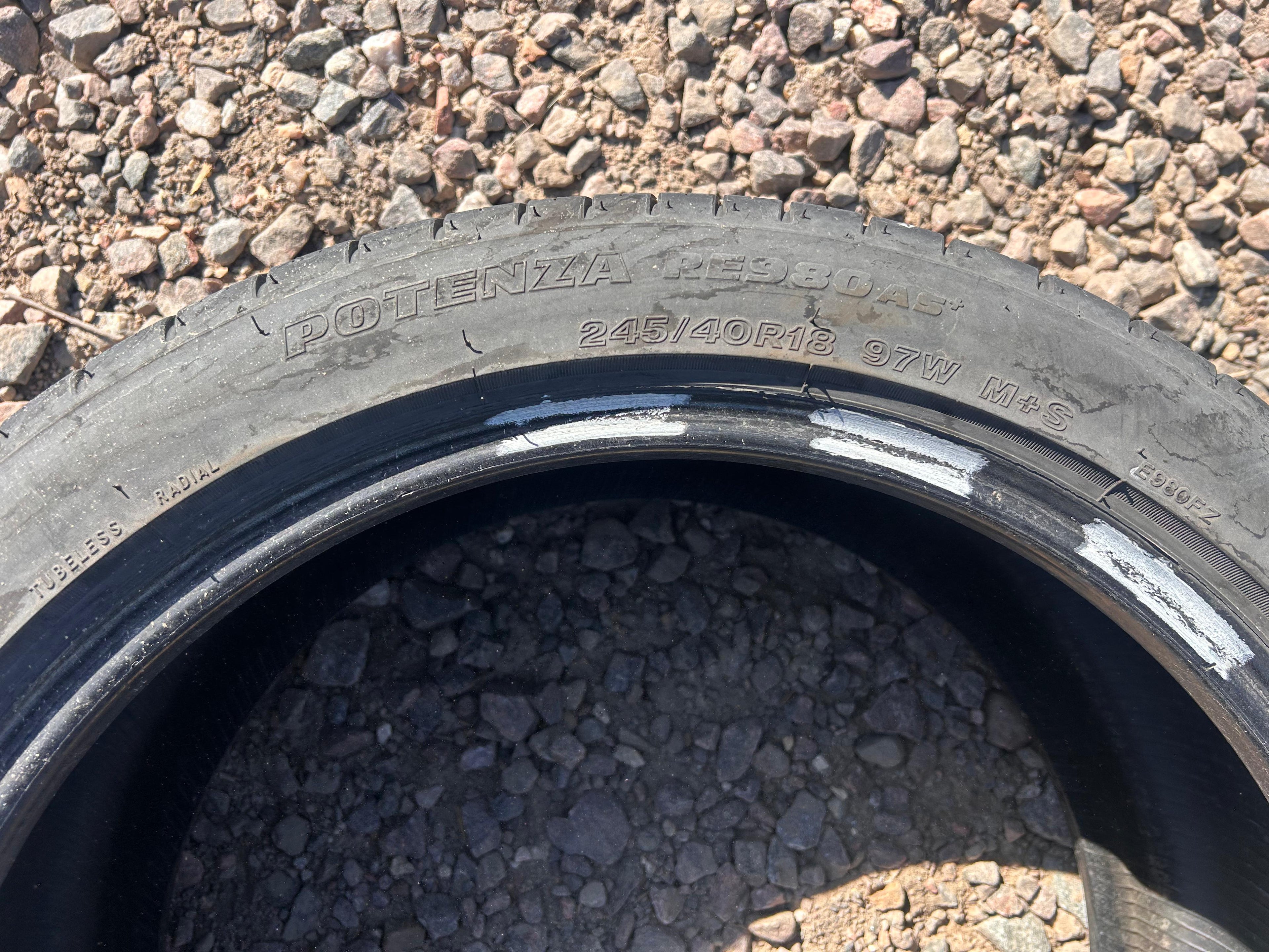 245/40R18 Single (1 Used Tire) Bridgestone Potenza RE980