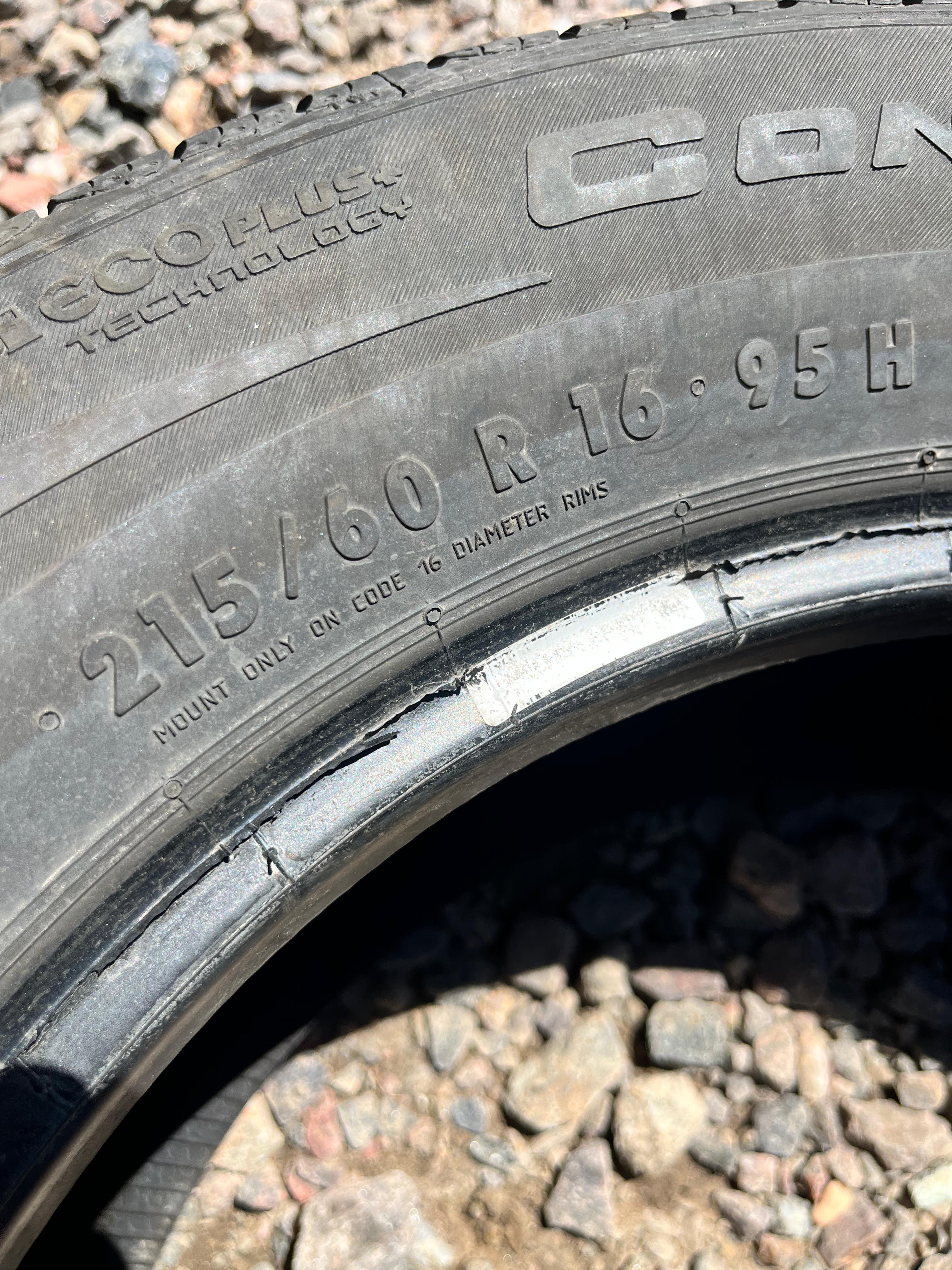 215/55R16 Single (1 Used Tire) Continental Control Contact