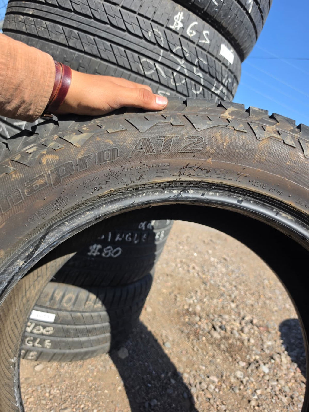 LT35X12.50R22 Single (1 Used Tire) Hankook DynaPro AT2
