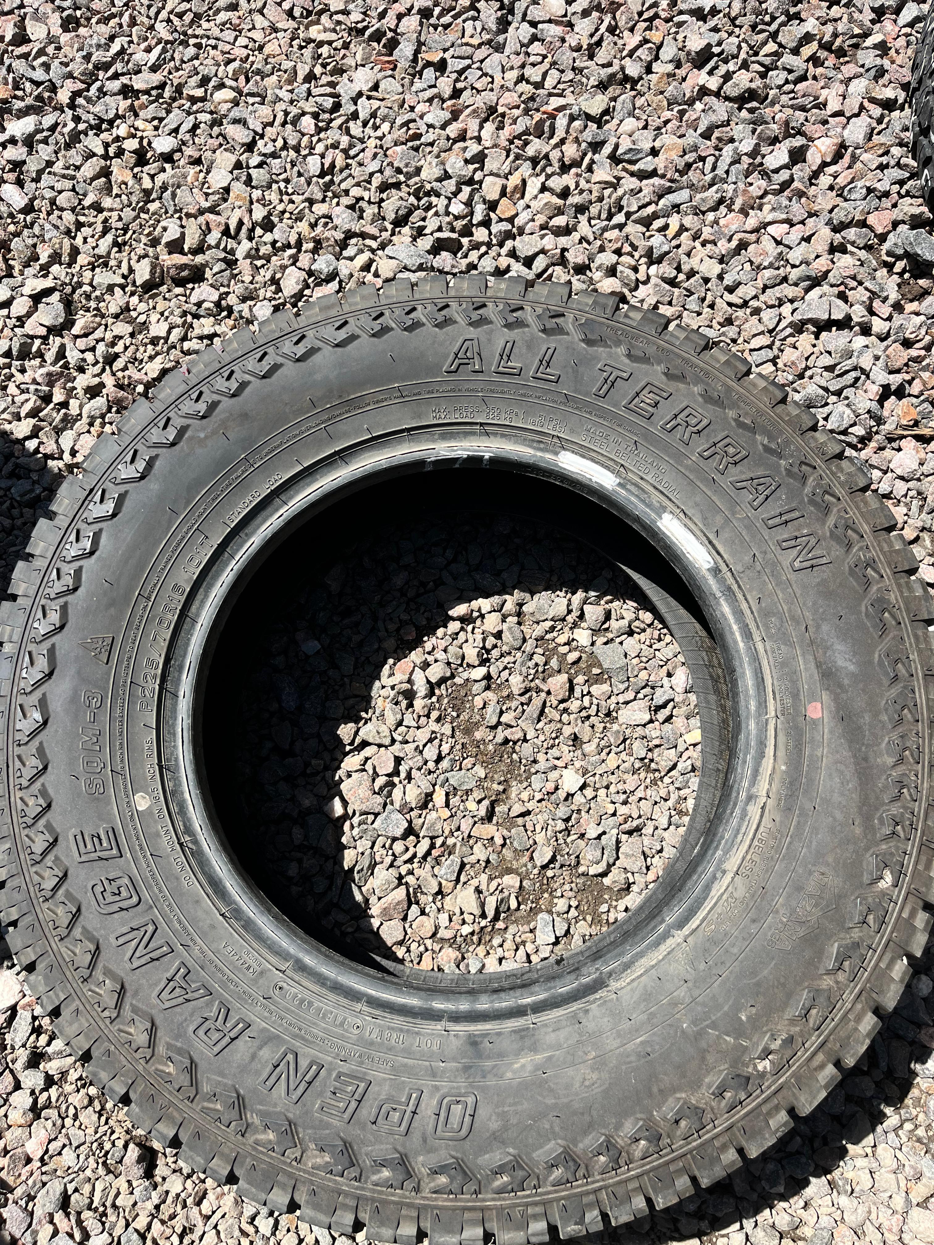 225/70R16 Single (1 Used Tire) Mazama Tires Open Range SQM-3