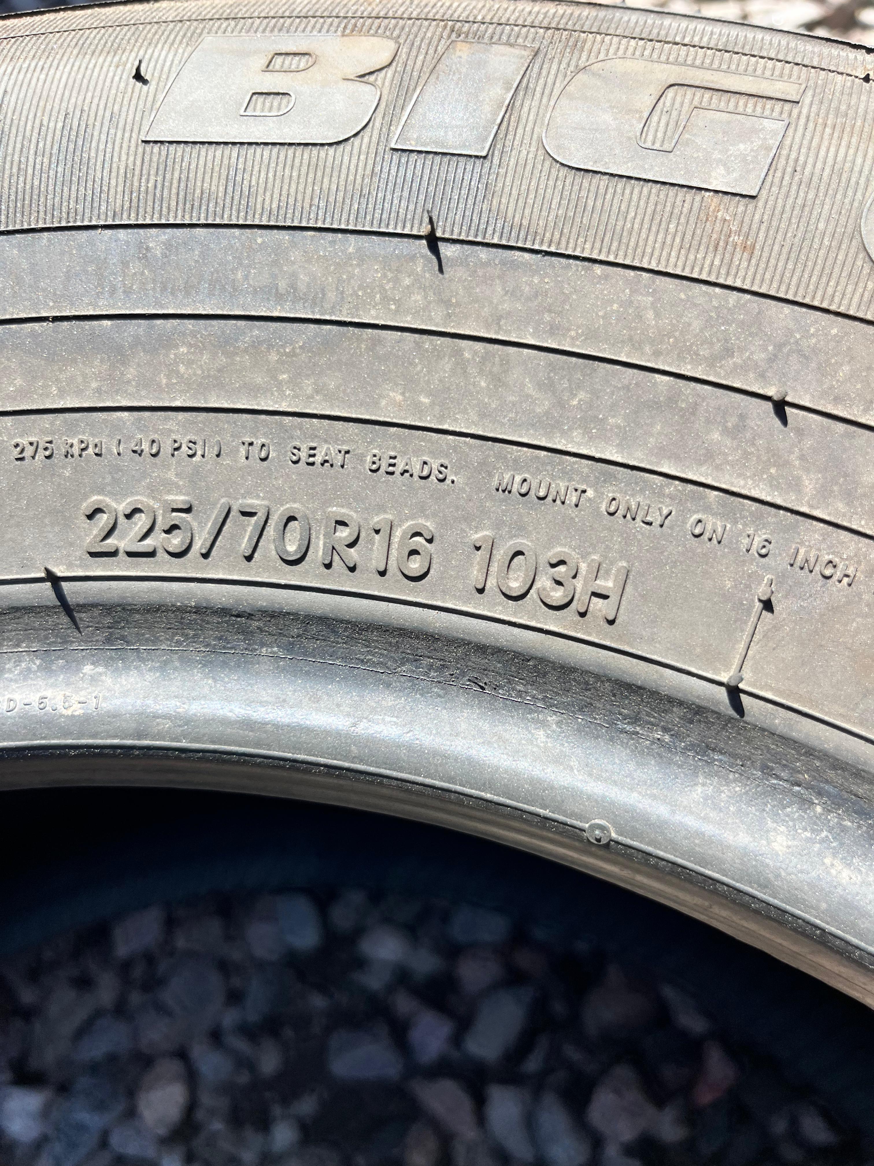 225/70R16 Single (1 Used Tire) BIG O Legancy Plus