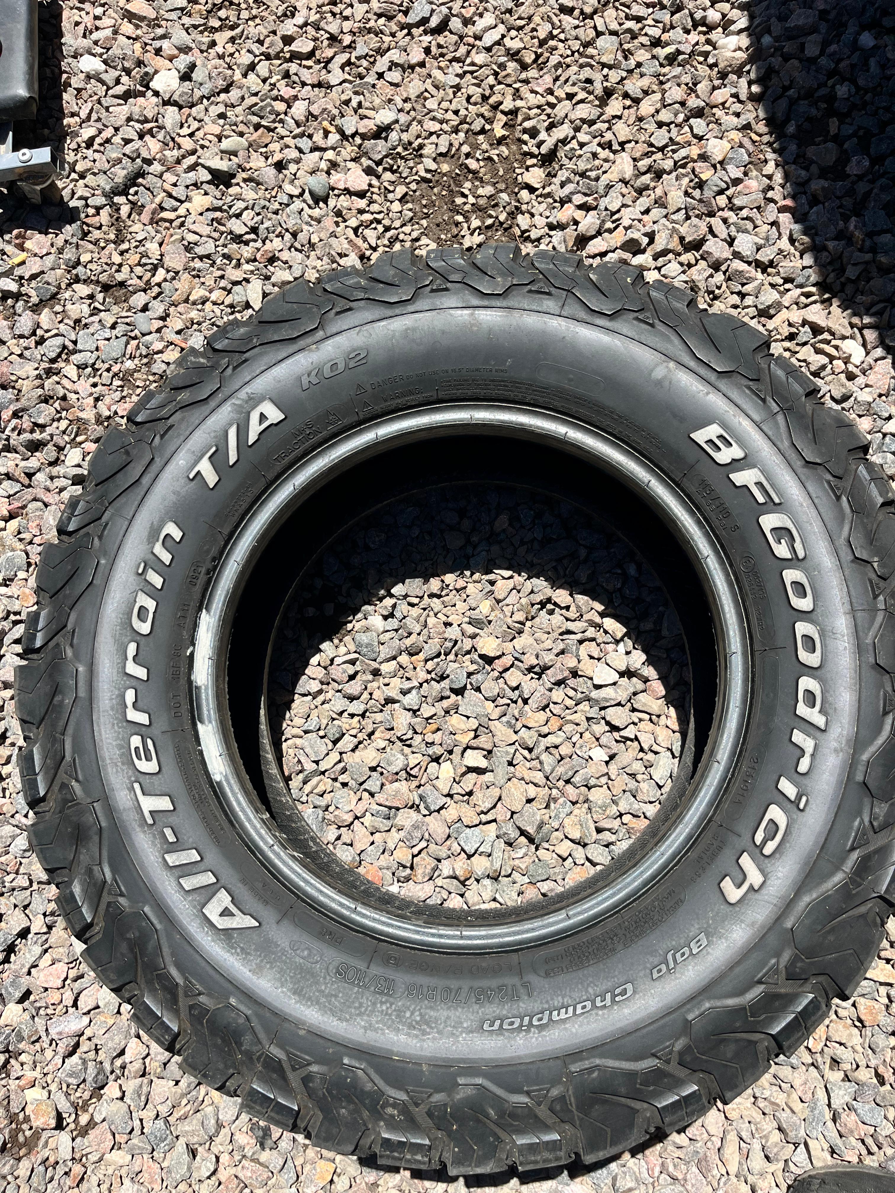 LT245/70R16 Single (1 Used Tire) BFGoodrich Baja Champions