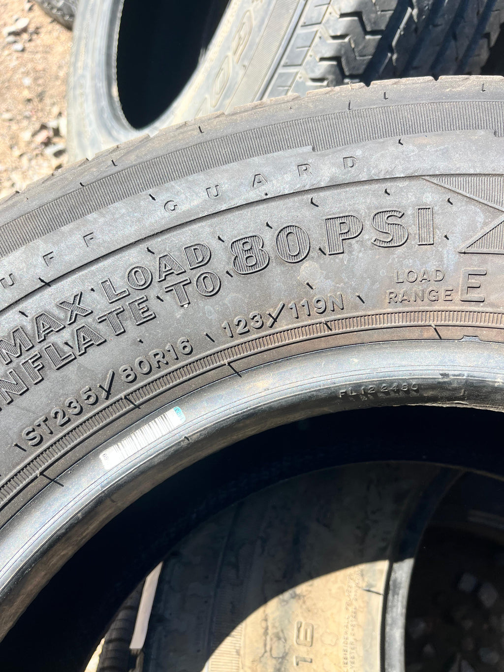 LT235/80R16 Single (1 Used Tire) Goodyear Endurance