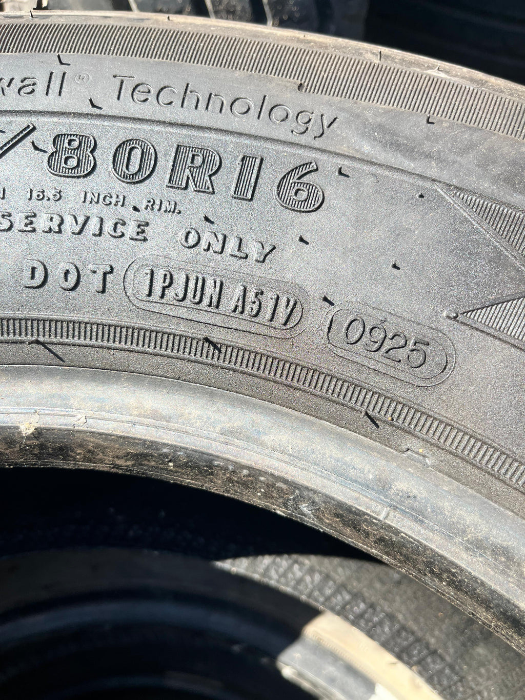 LT235/80R16 Single (1 Used Tire) Goodyear Endurance