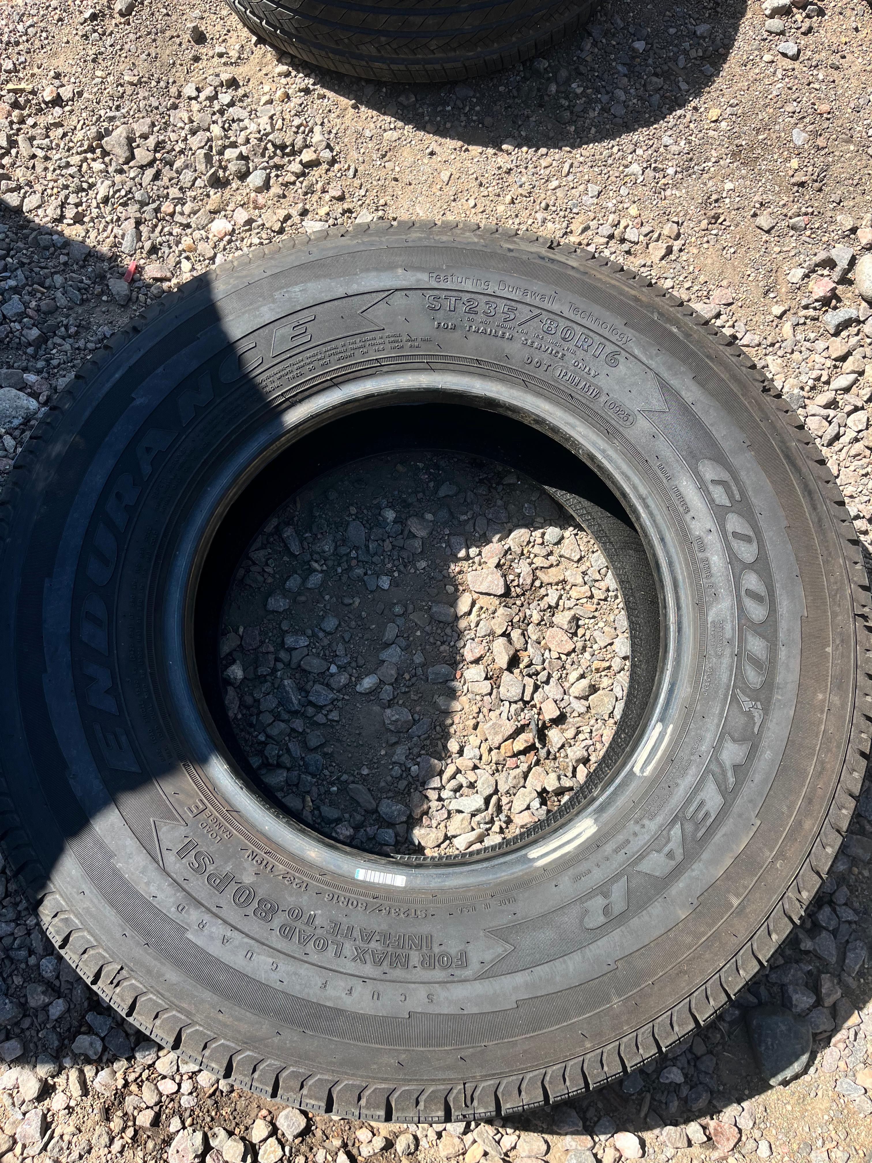 LT235/80R16 Single (1 Used Tire) Goodyear Endurance