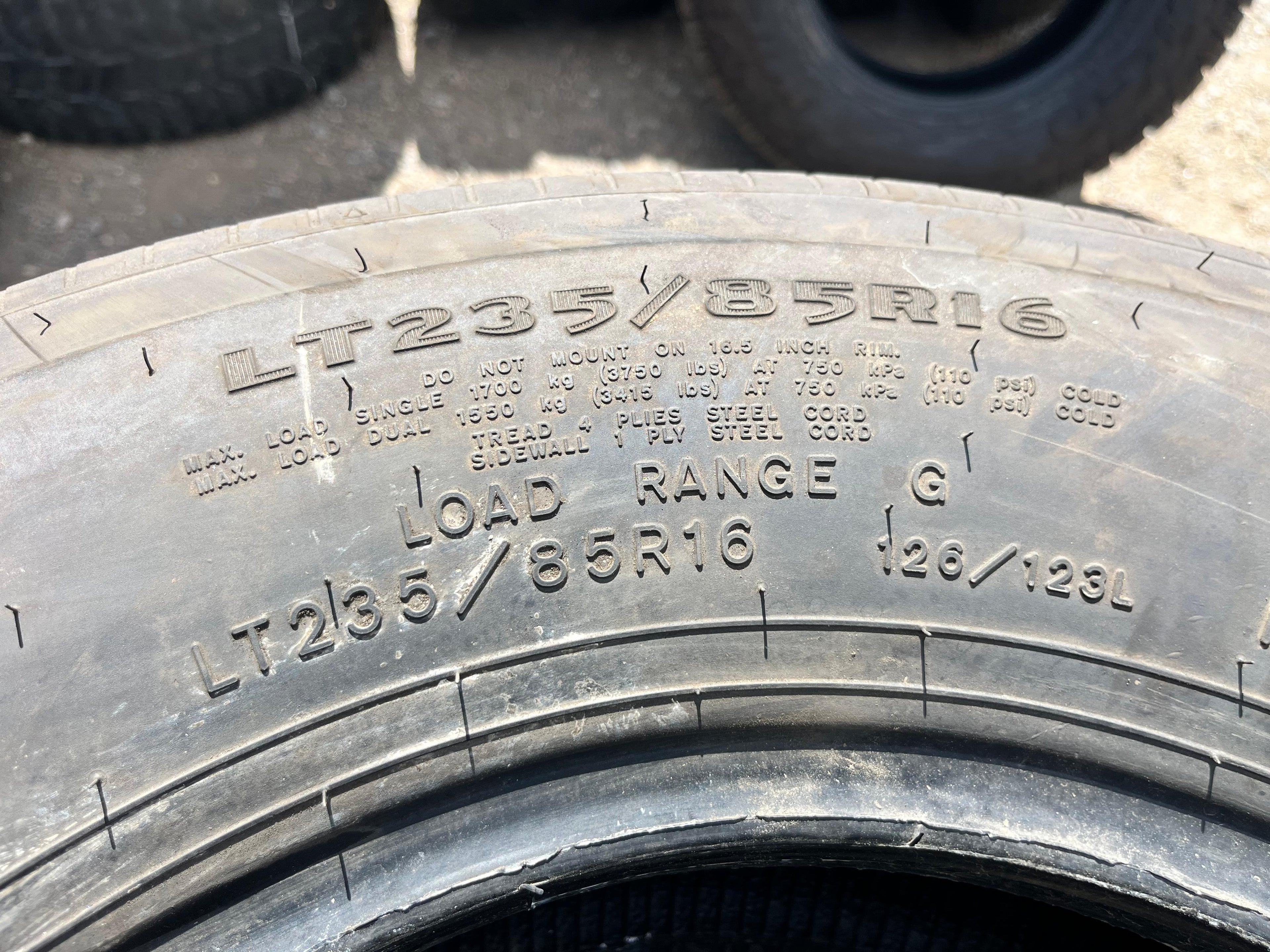 LT235/85R16 Single (1 Used Tire) Goodyear G 614 RST