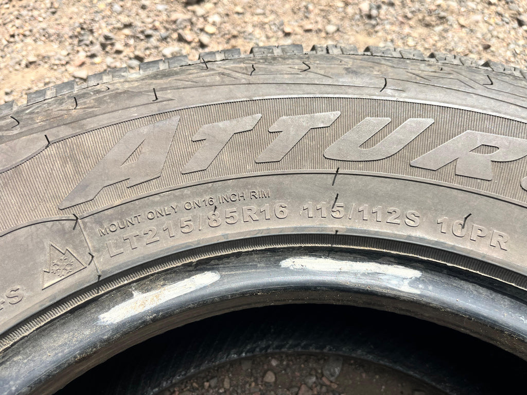 LT215/85R16 Single (1 Used Tire) Atturo Trail Blade