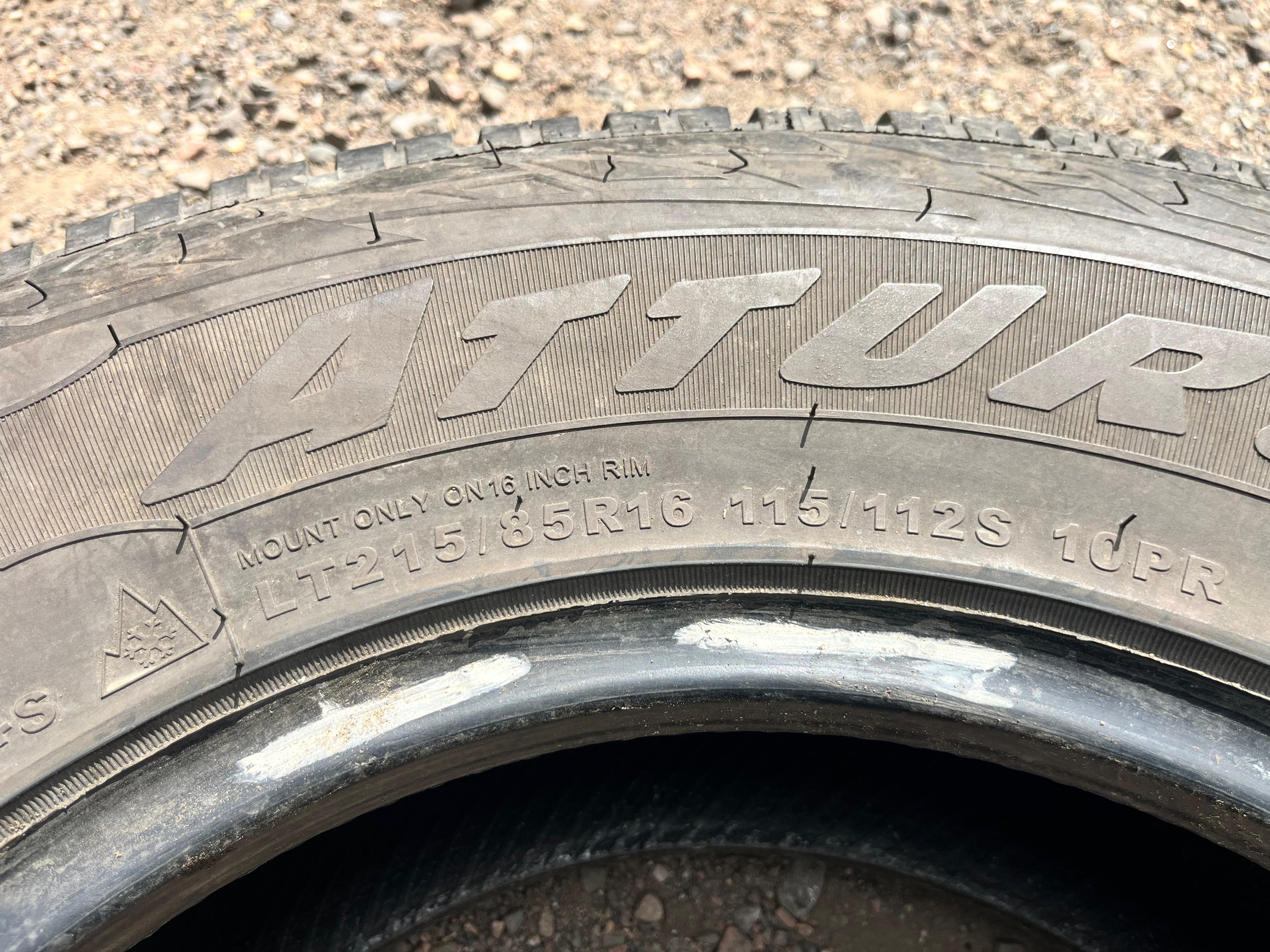 LT215/85R16 Single (1 Used Tire) Atturo Trail Blade