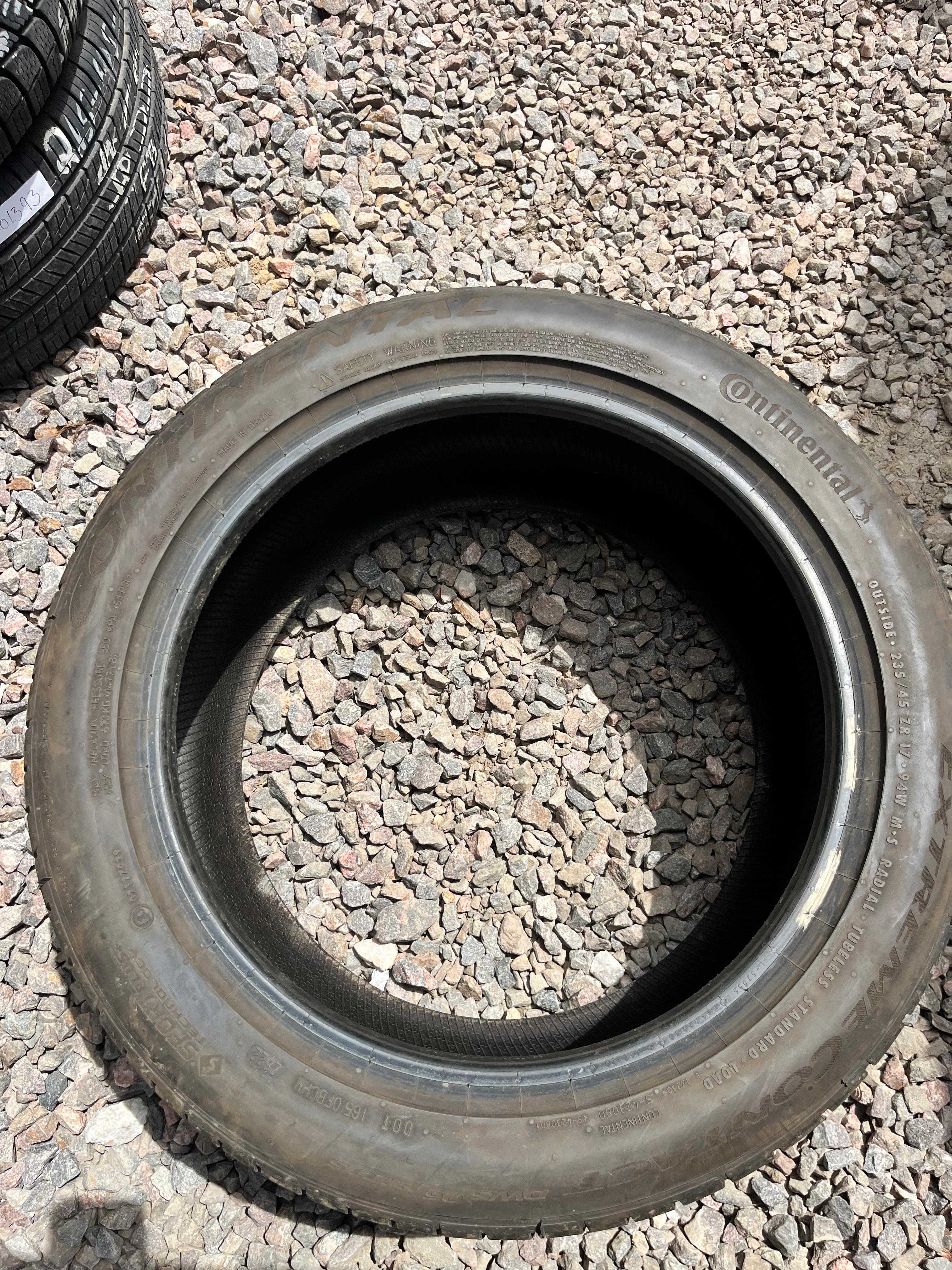 235/45ZR17 Single (1 Used Tire) Continental Extreme Contact