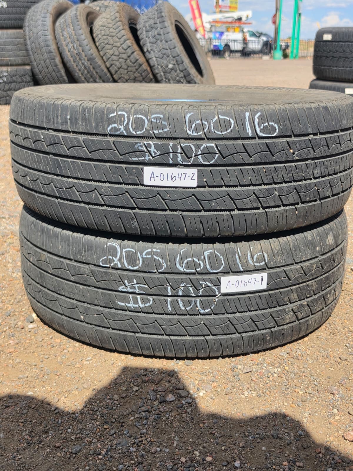 205/60R16 Pair (2 Used Tires) Continental Control Contact