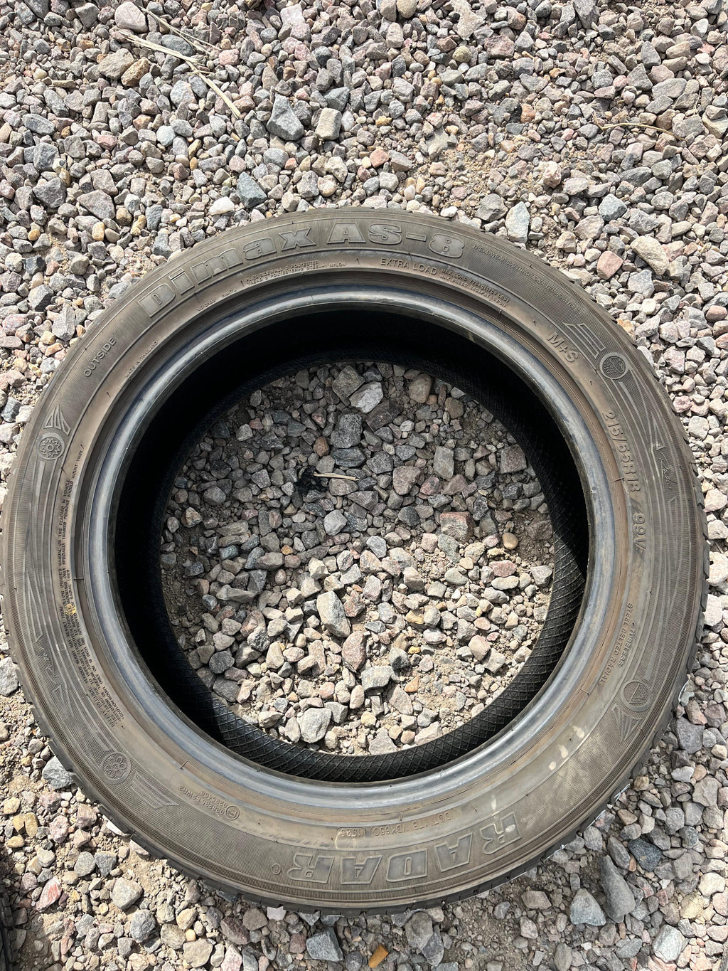 P215/45R18 Single (1 Used Tire) Radar Dimax AS-18