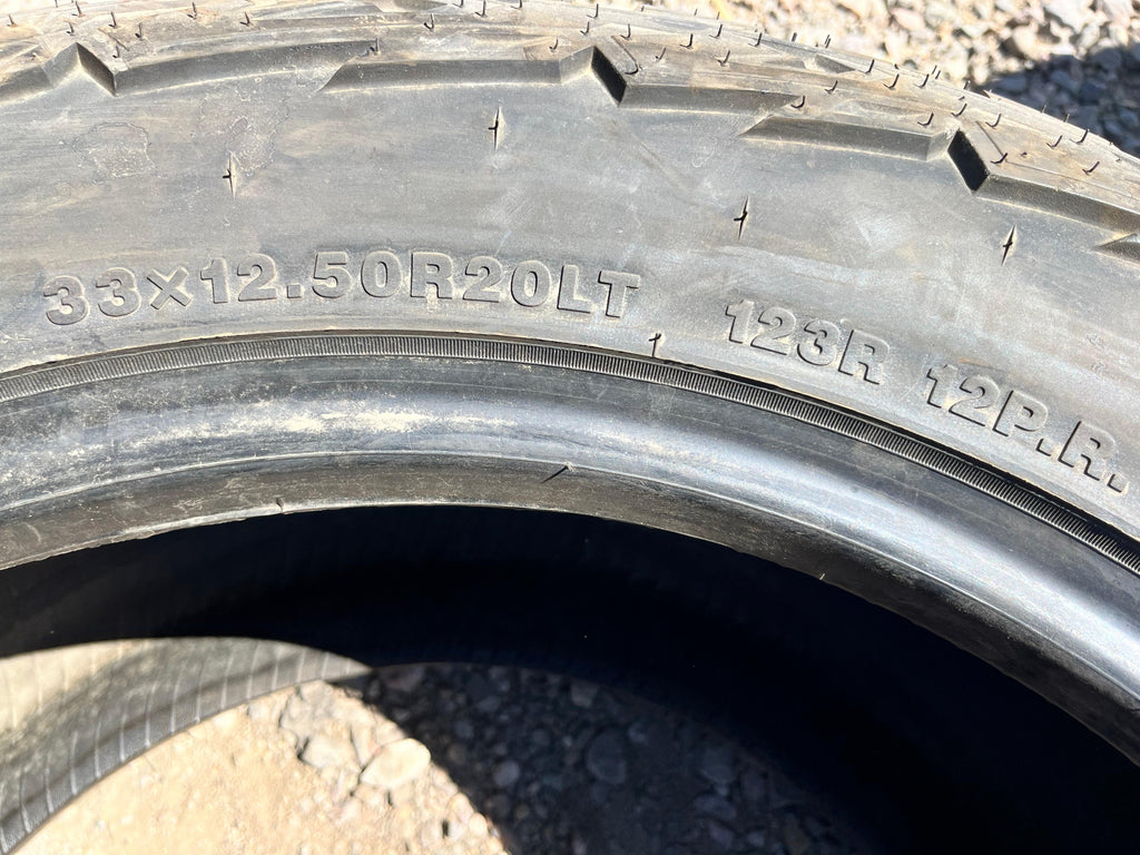 LT33x12.50R20 Single (1 Used Tire) Delinte Bandit
