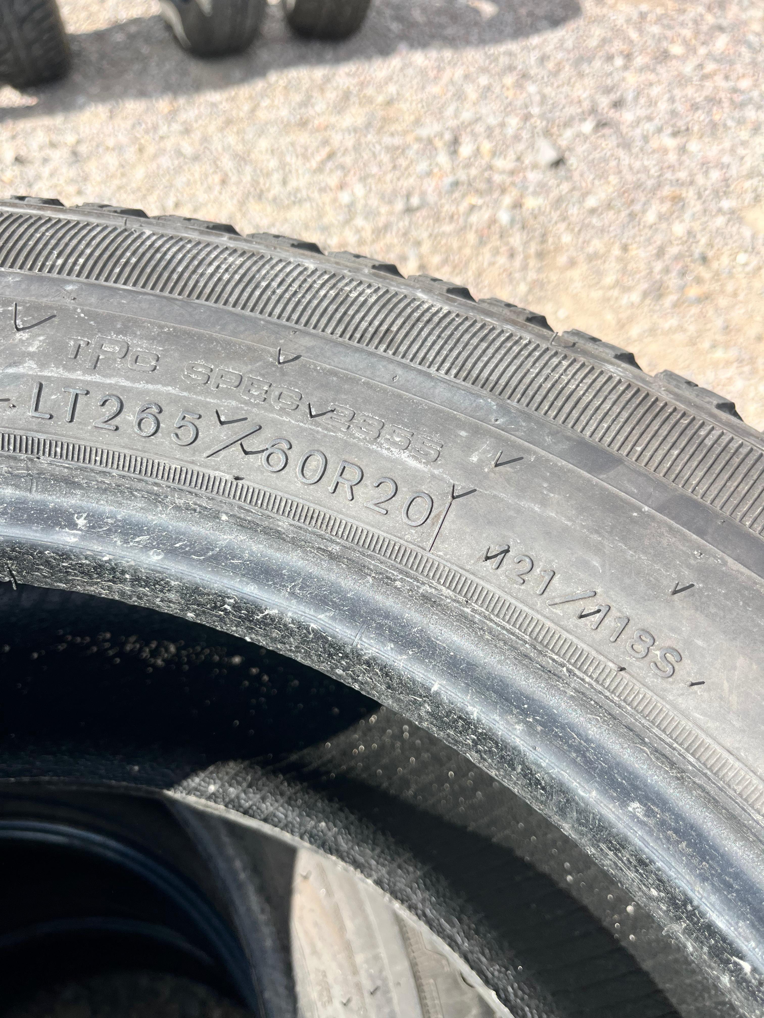 LT265/60R20 Set (4 Used Tires) Goodyear Wrangler SR-A
