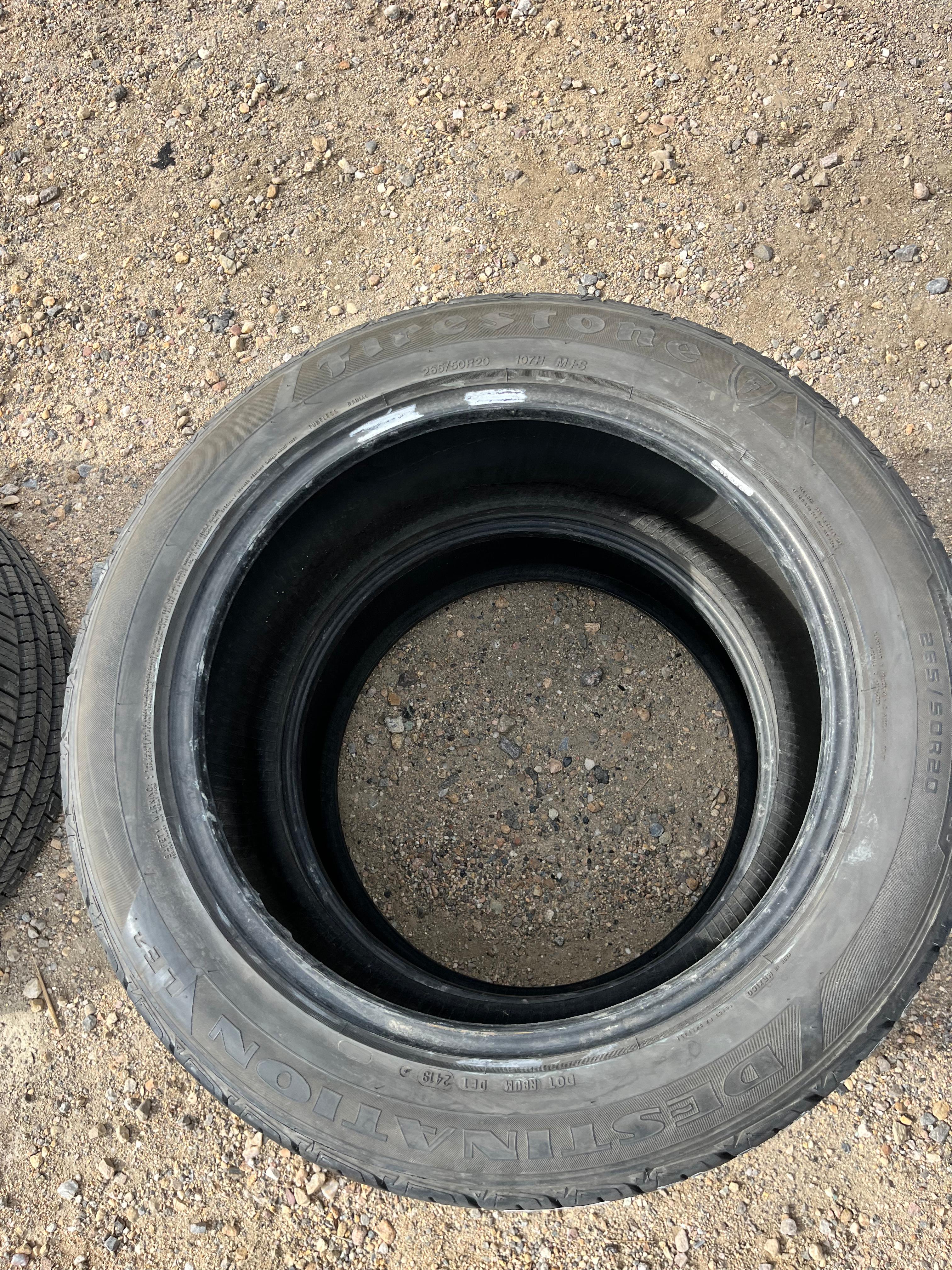 265/50R20 Pair (2 Used Tires) Firestone Destination LE2
