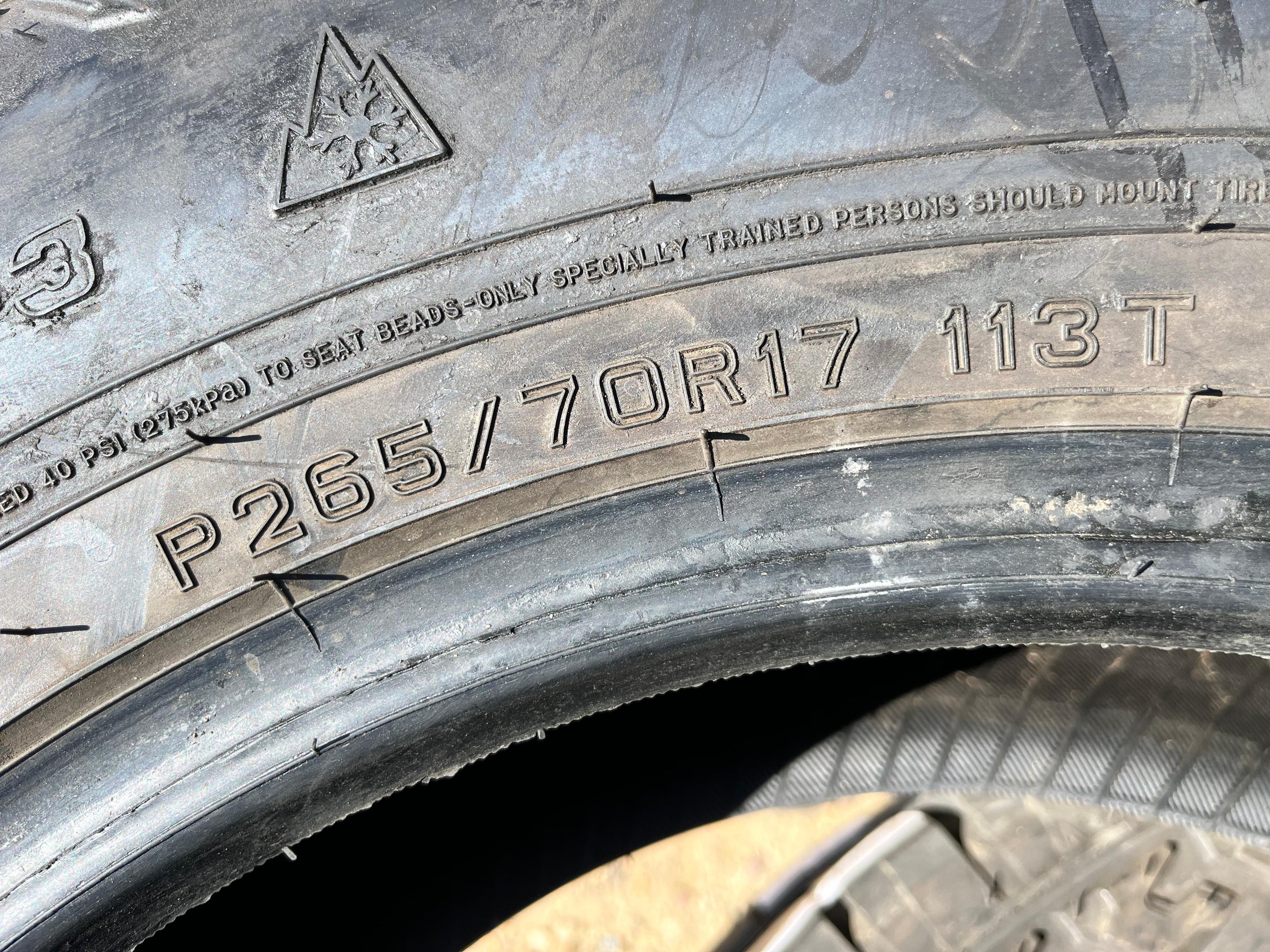 265/70R17 Set (4 Used Tires) Open Range All Terrain SQM-3
