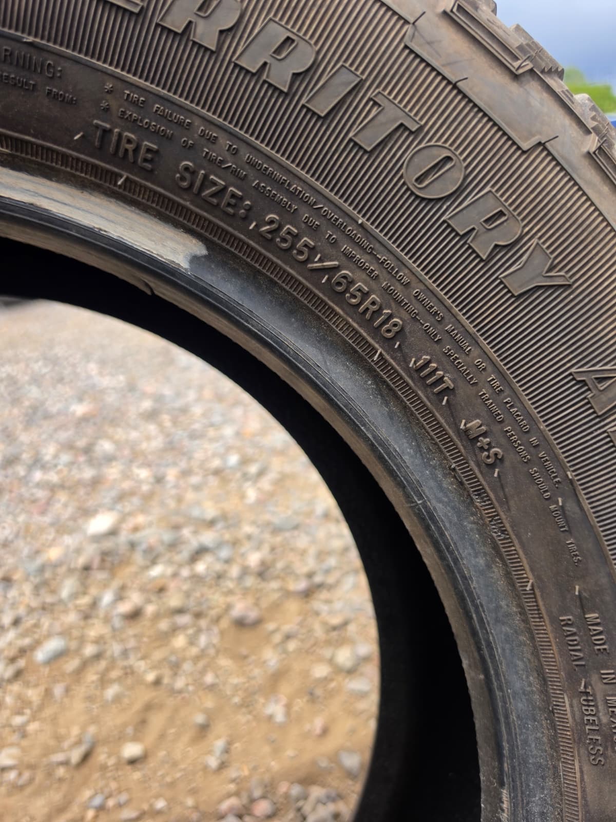 255/60R18 Single (1 Used Tire) Goodyear Wrangler Territory