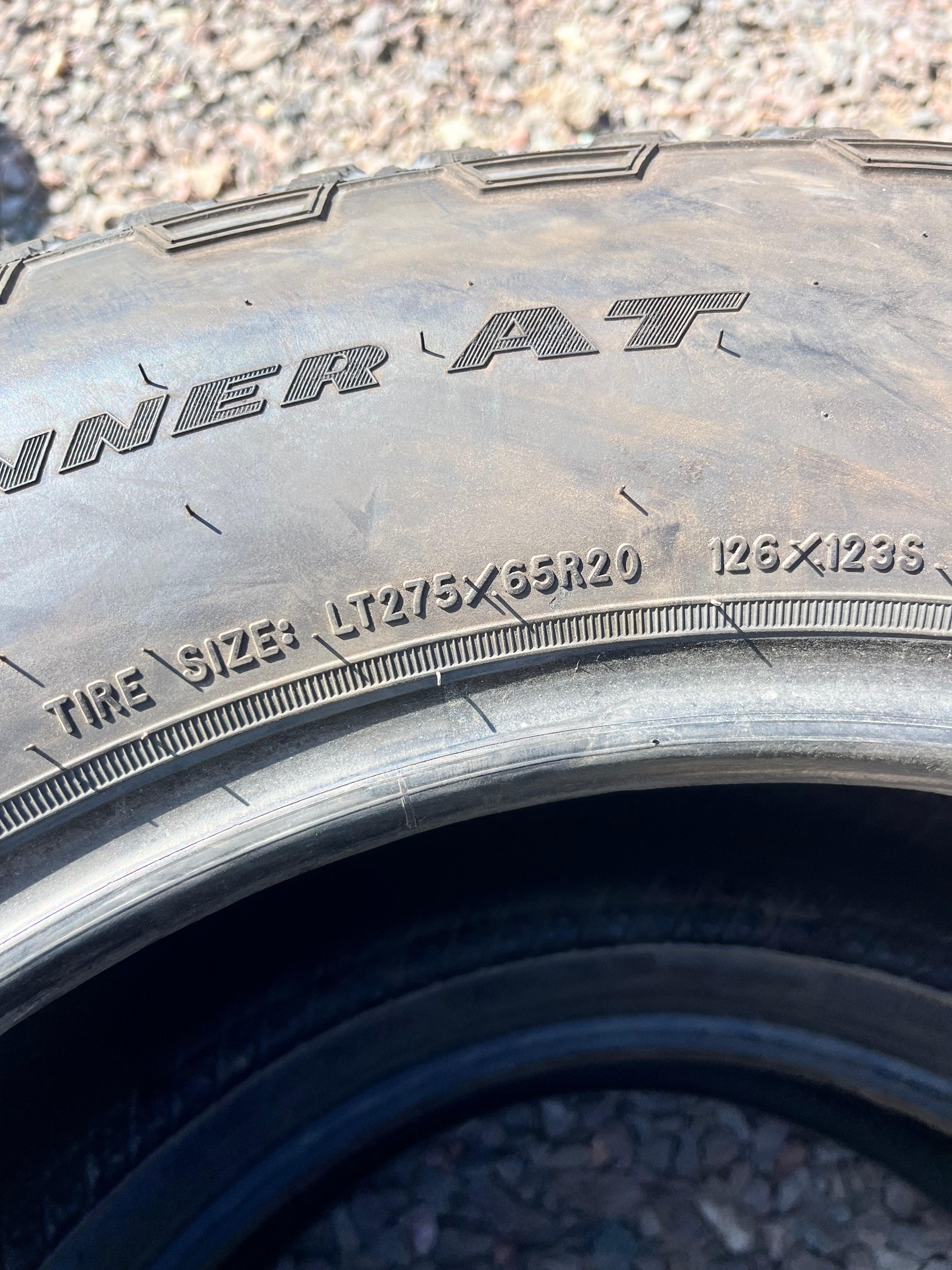 LT275/65R20 Pair (2 Used Tires) Goodyear (TrailRunnerAT)