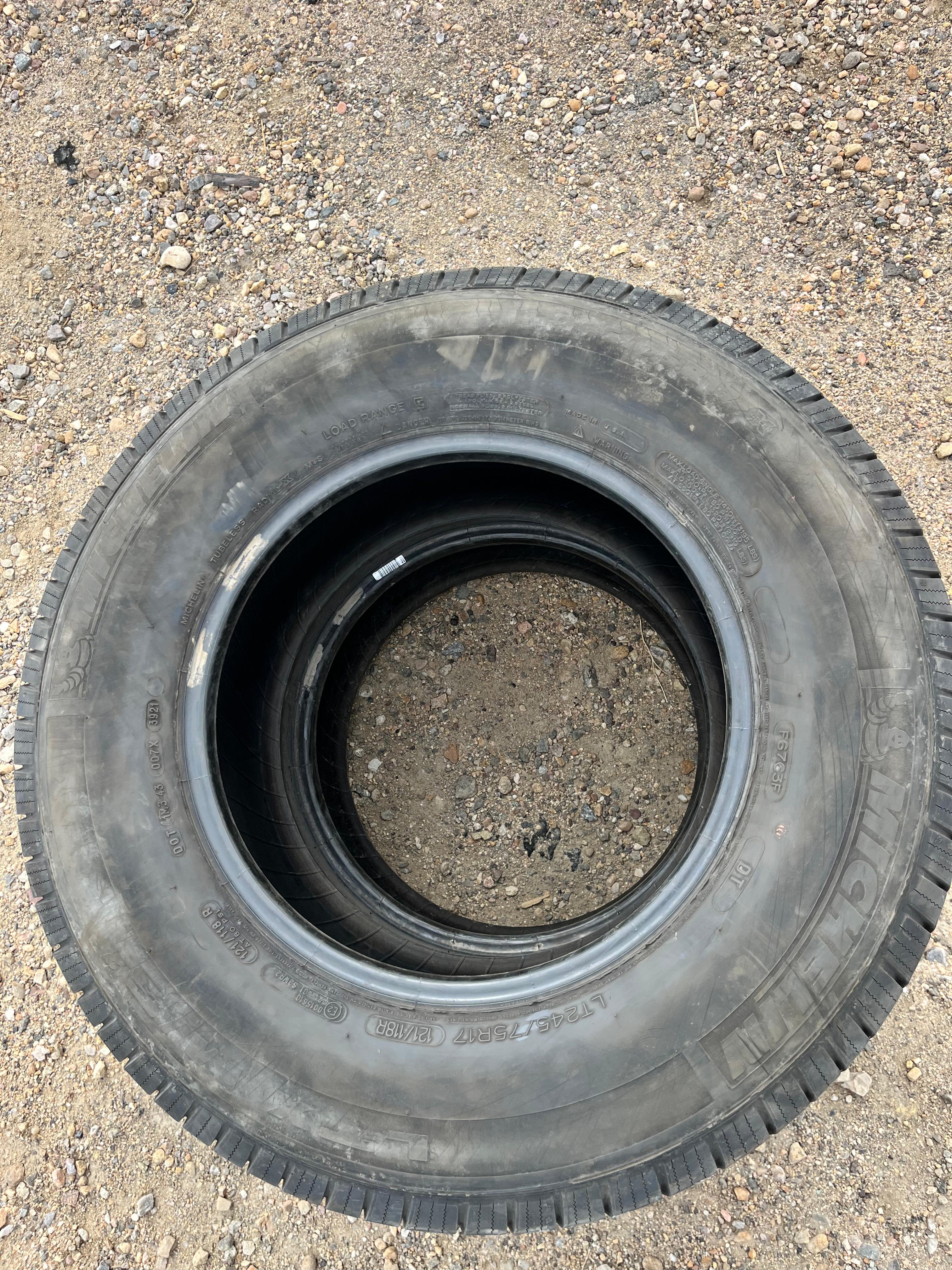 LT245/75R17 Pair (2 Used Tires) Michelin LTX