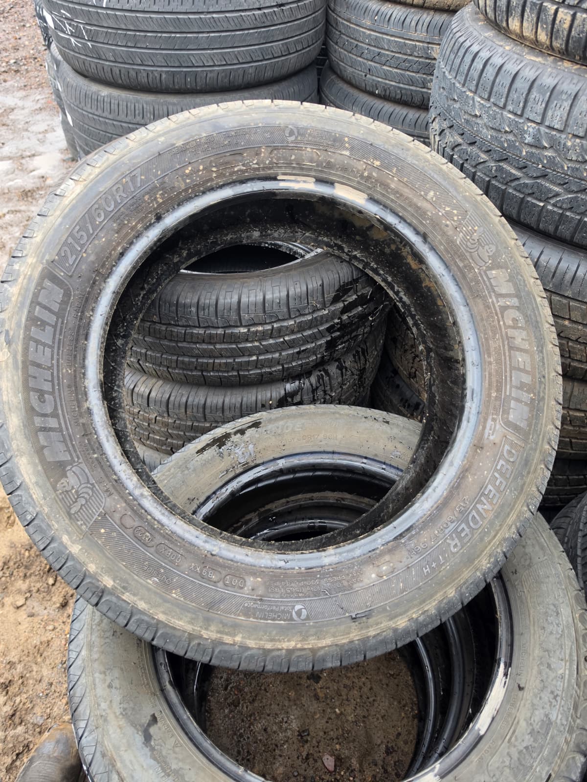 215/60R17 Set (4 Used Tires) Michelin Defender