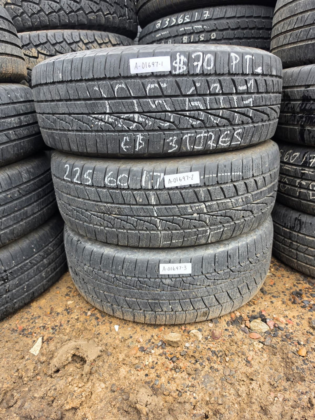 225/60R17 (3 Used Tires) Goodyear Assurance