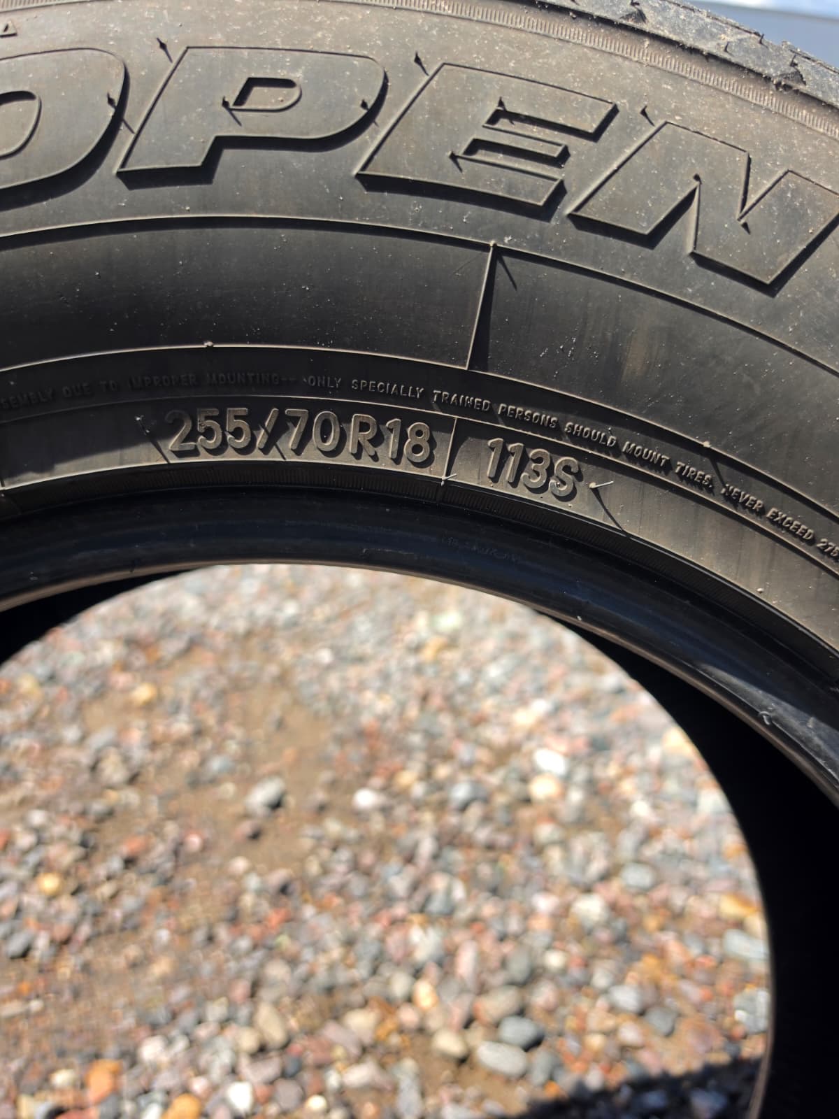 255/70R18 Single (1 Used Tire) Toyo Open Country