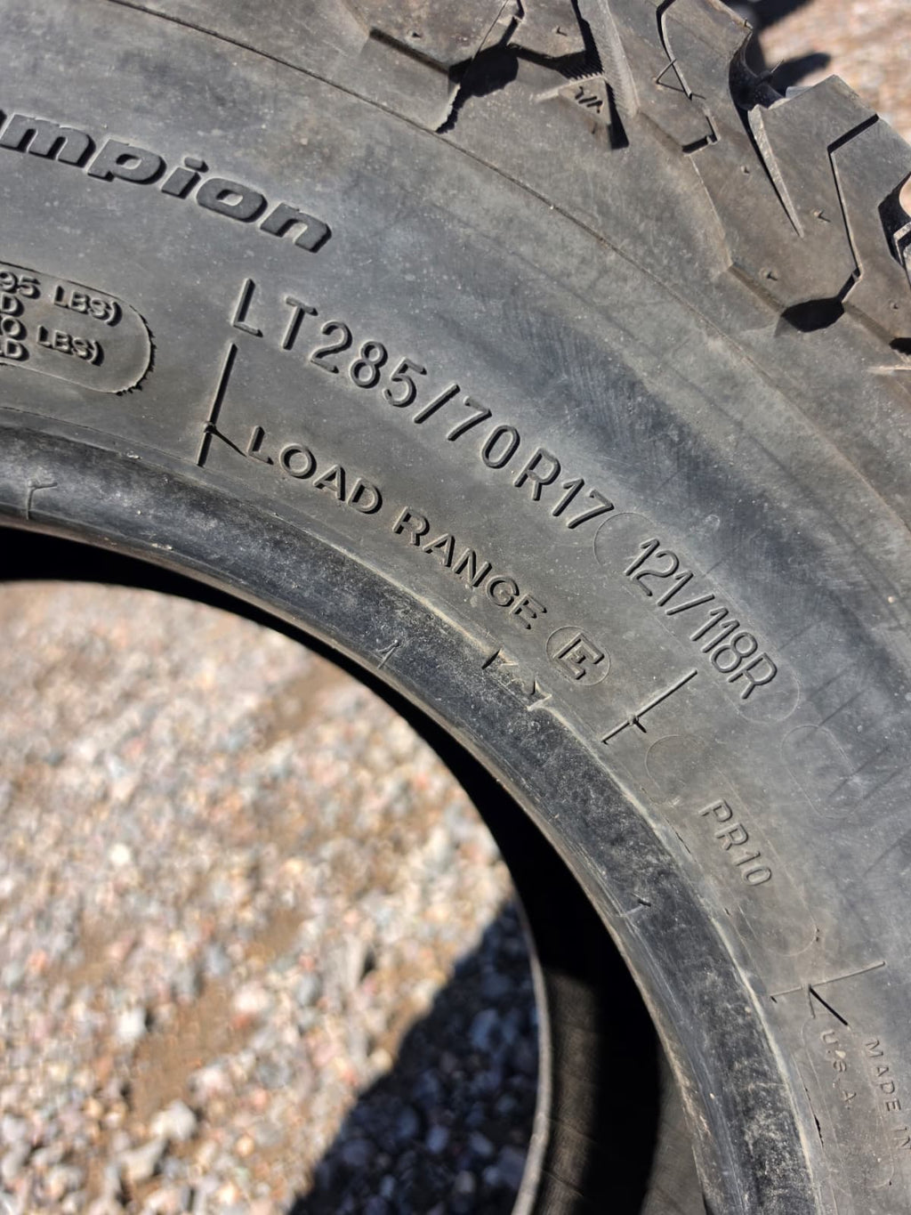LT285/70R17 Single (1 Used Tire) BF Goodrich KO2