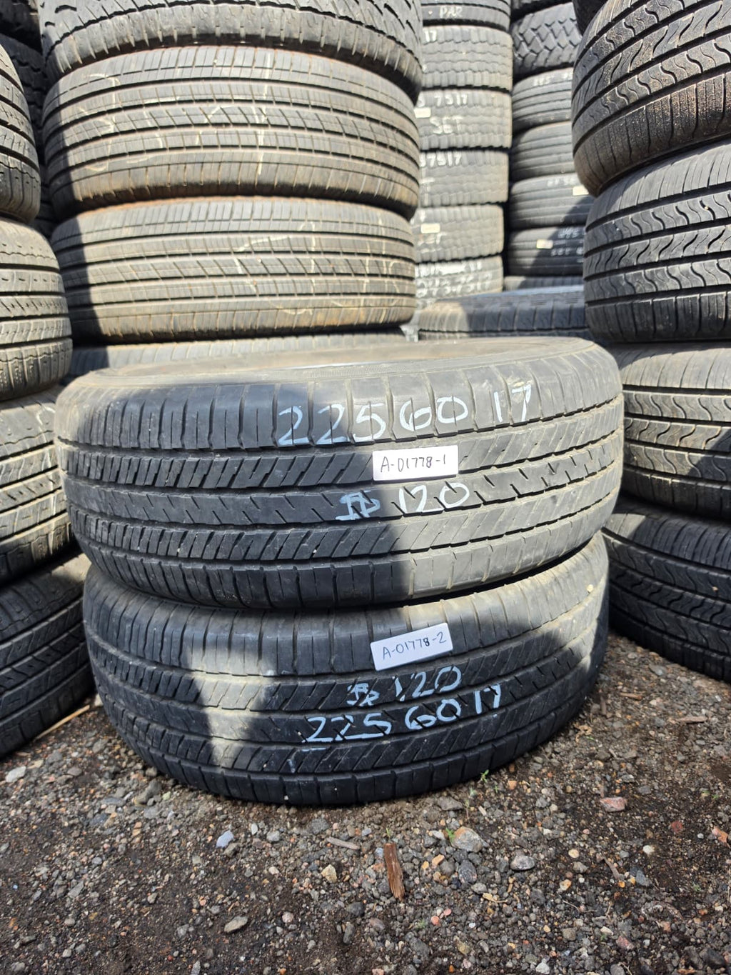 225/60R17 Pair (2 Used Tires) Yokohama Geolandar G91