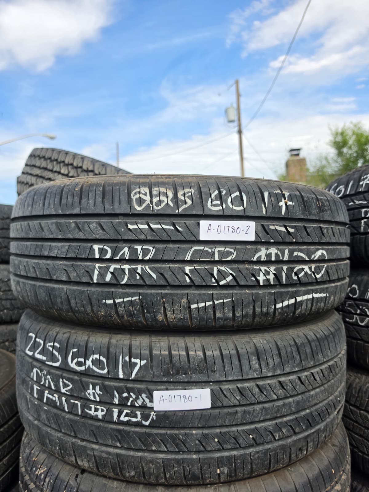 225/60R17 Pair (2 Used Tires) Laufenn G Fit AS