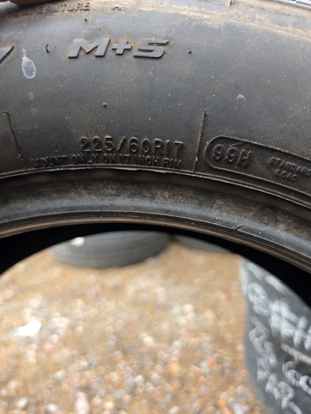 225/60R17 Pair (2 Used Tires) Mastercraft Stratus AS