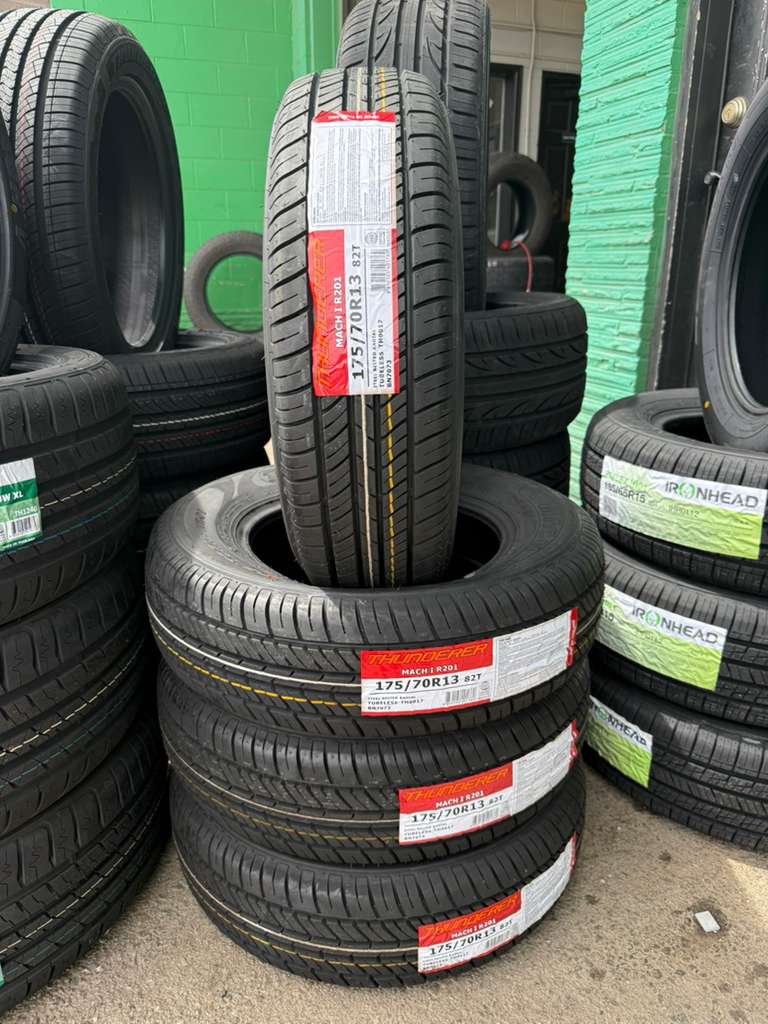 175/70R13 Set (4 Brand New Tires) Thunderer Mach 1