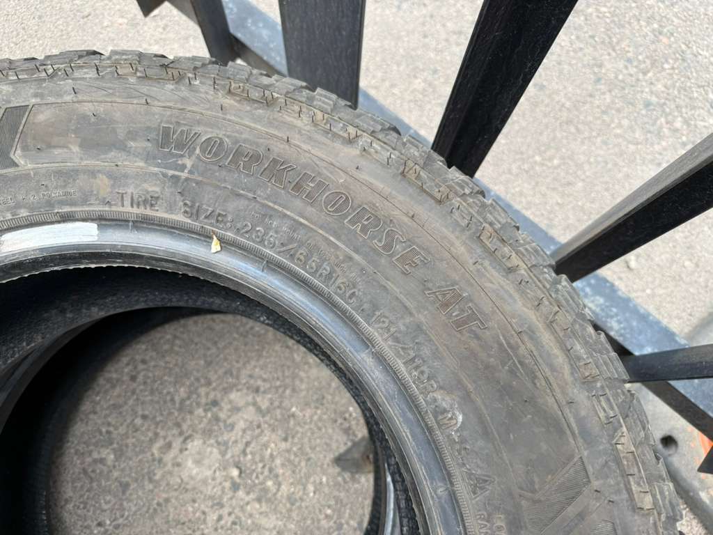 235/65R16C Pair (2 Used Tires) Goodyear Wrangler Workhorse AT