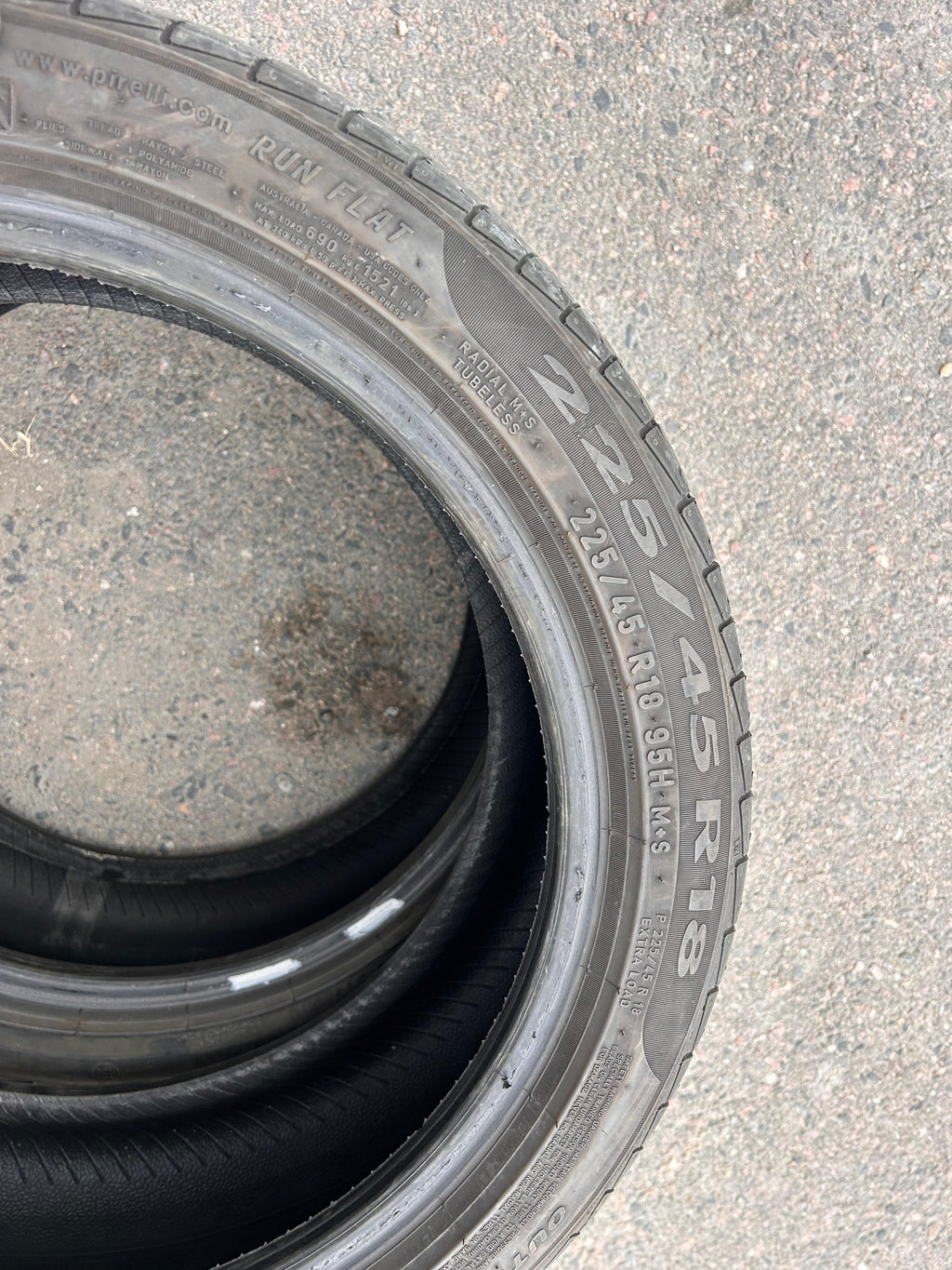 225/45R18 Pair (2 Used Tires) Pirelli Cinturato P7