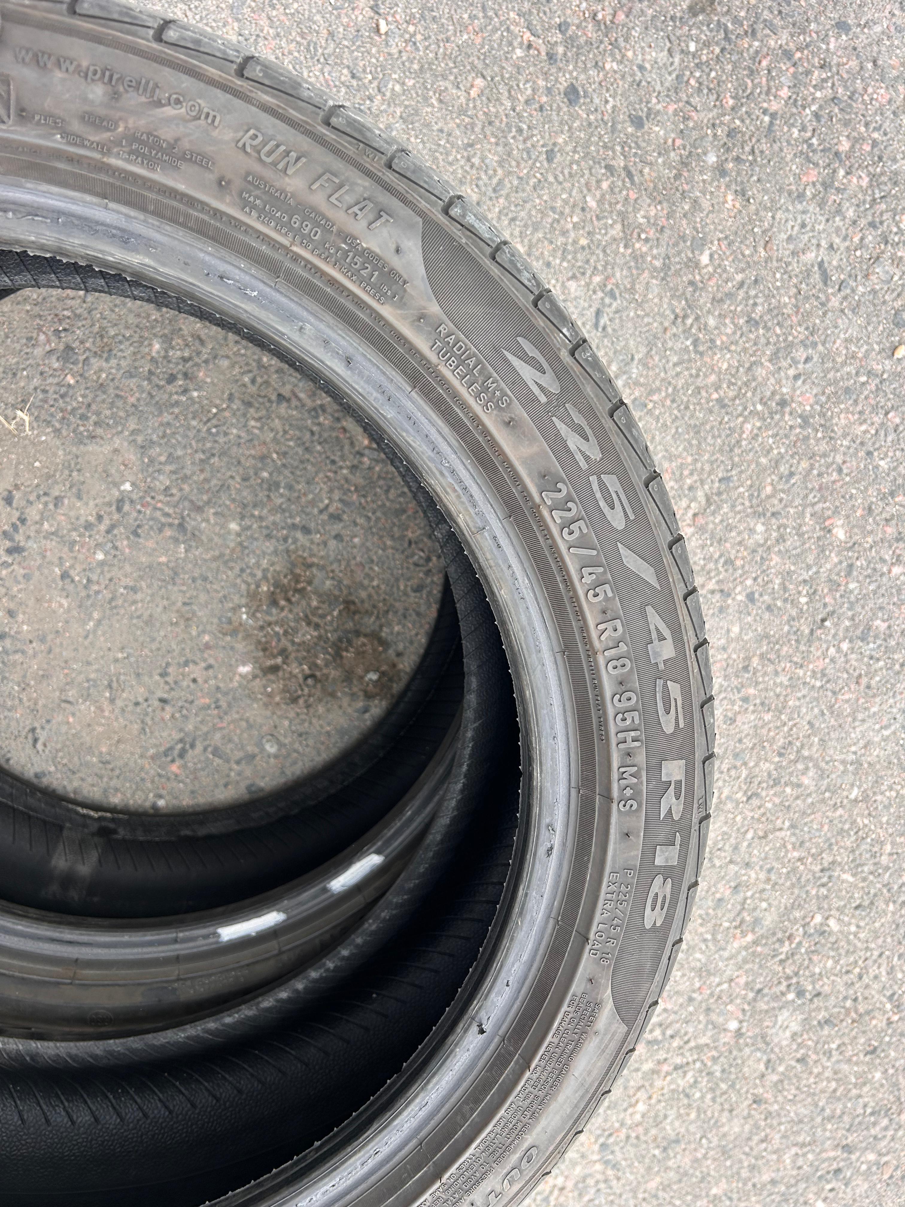 225/45R18 Pair (2 Used Tires) Pirelli Cinturato P7