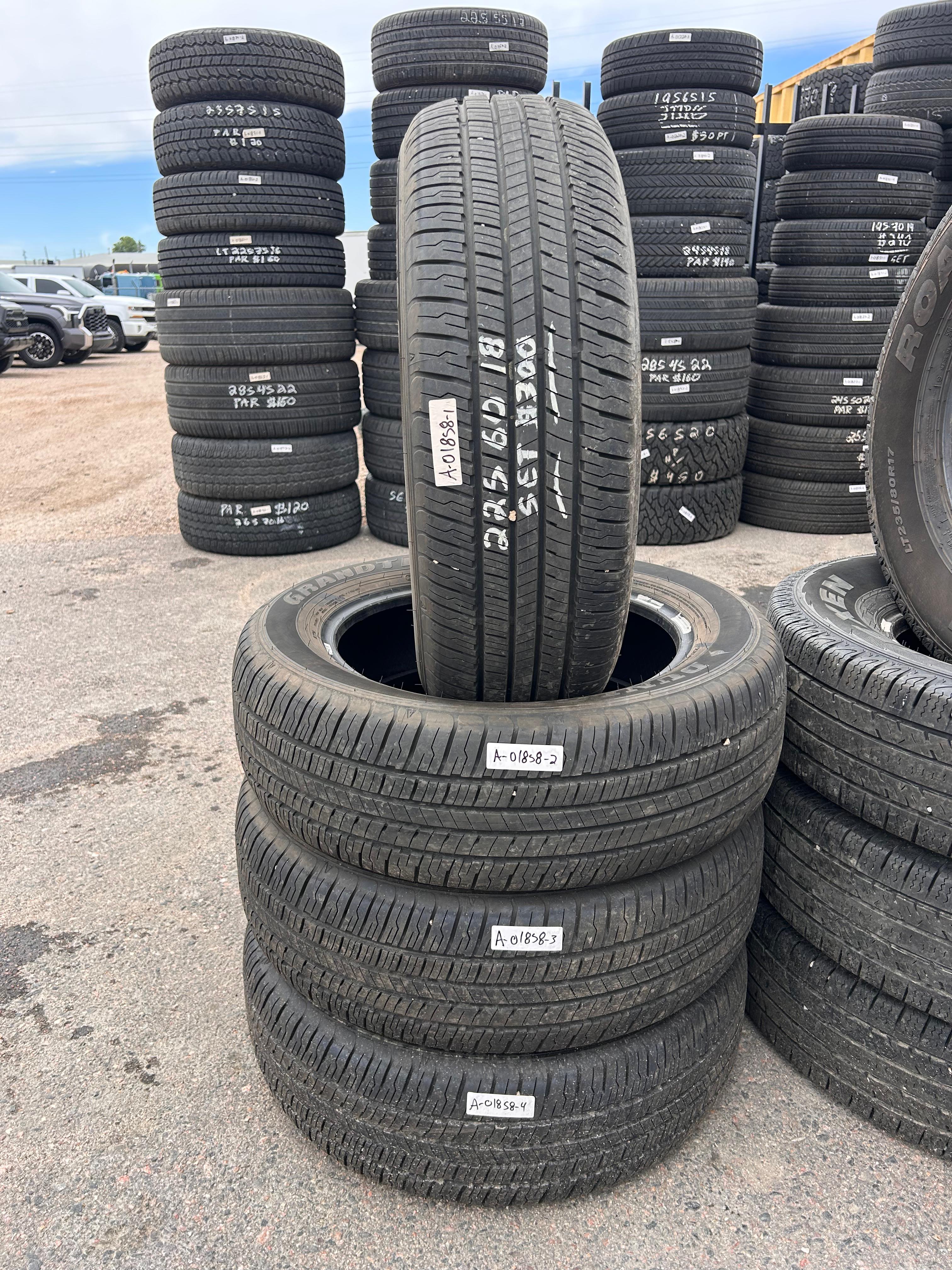 225/60R18 Set (4 Used Tires) Dunlop Grandtrek PT20