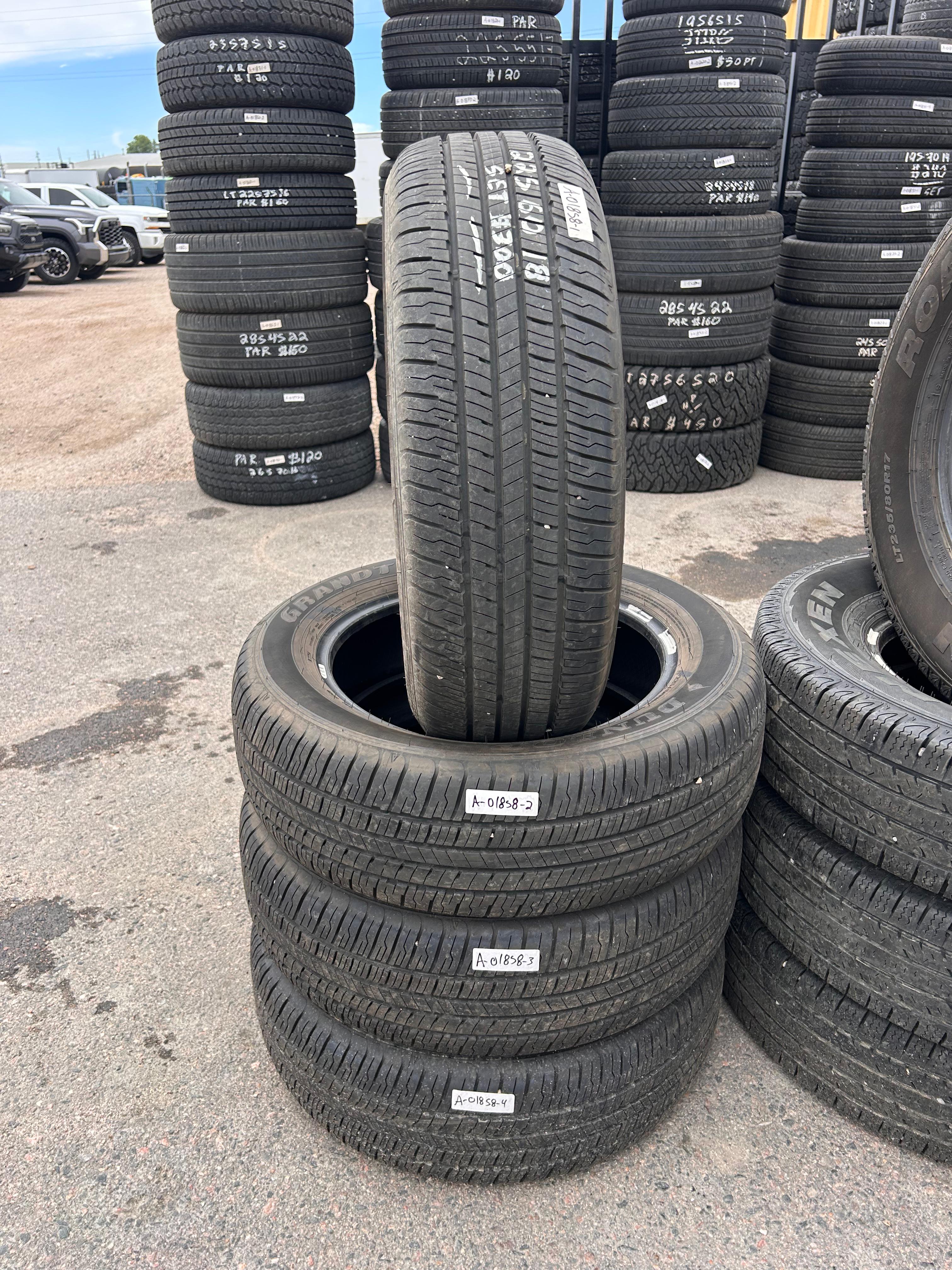 225/60R18 Set (4 Used Tires) Dunlop Grandtrek PT20