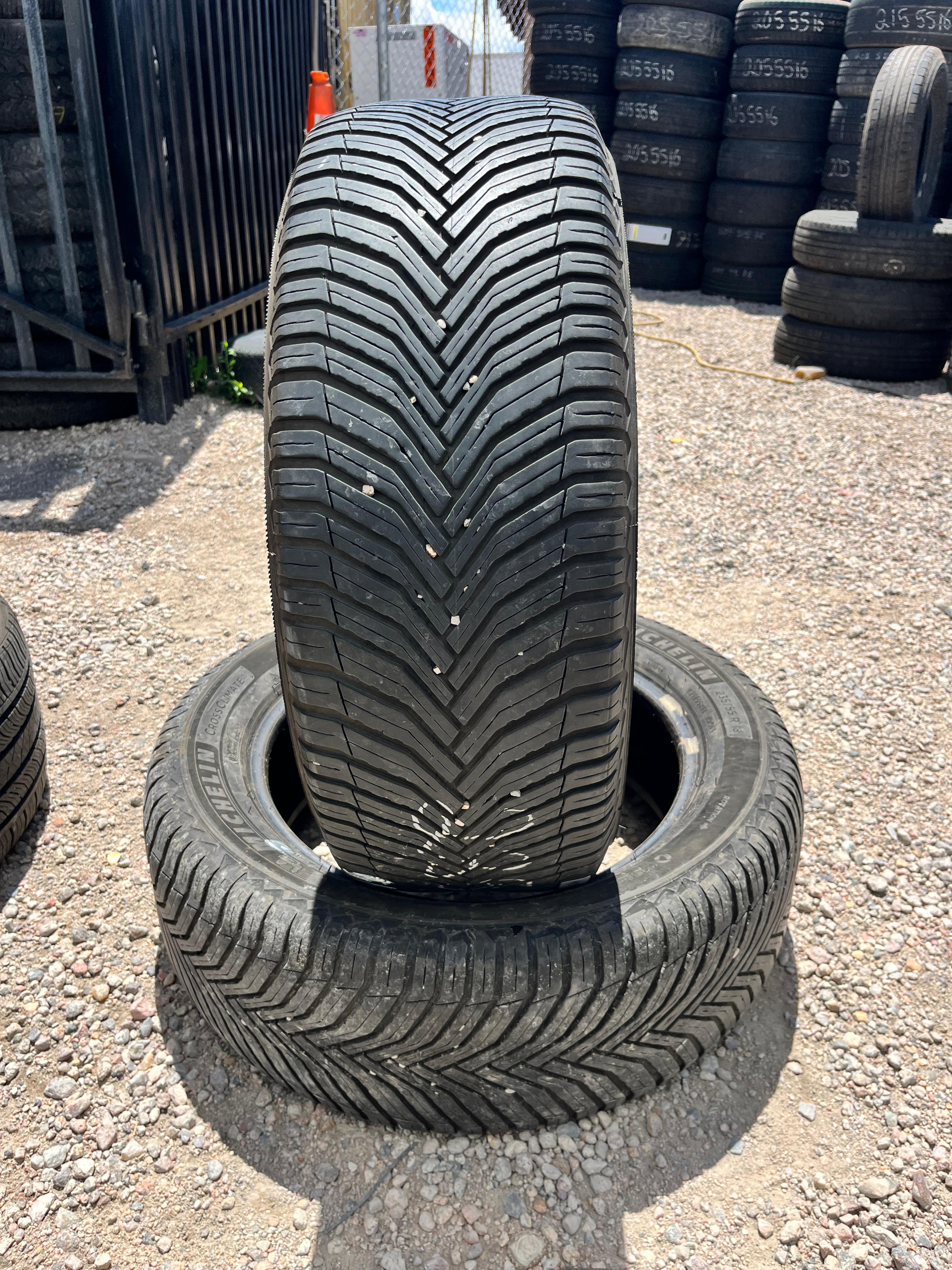 235/55R18 Pair (2 Used Tires) Michelin Cross Climate 2