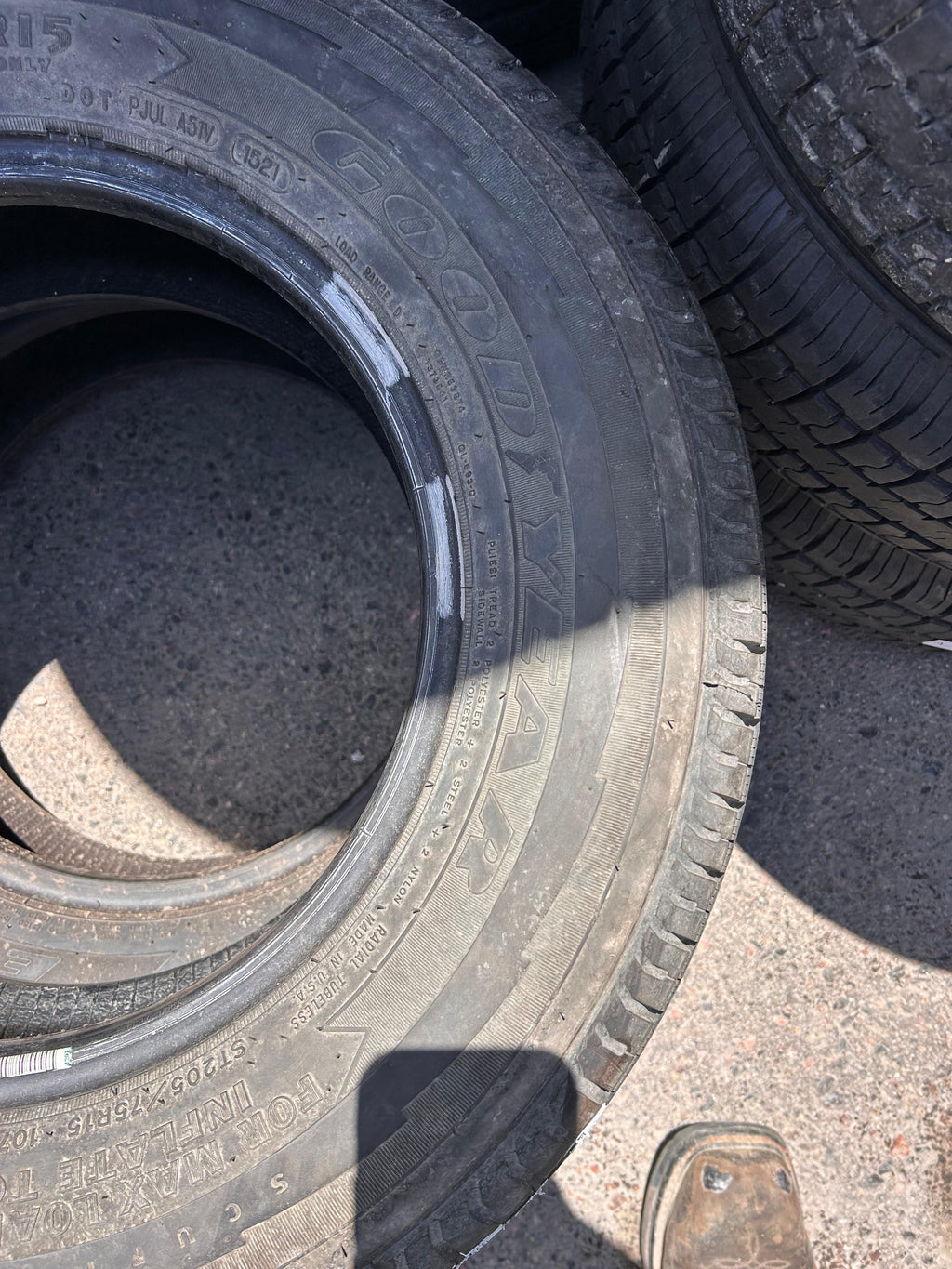 ST205/75R15 Pair (2 Used Tires) Goodyear Endurance