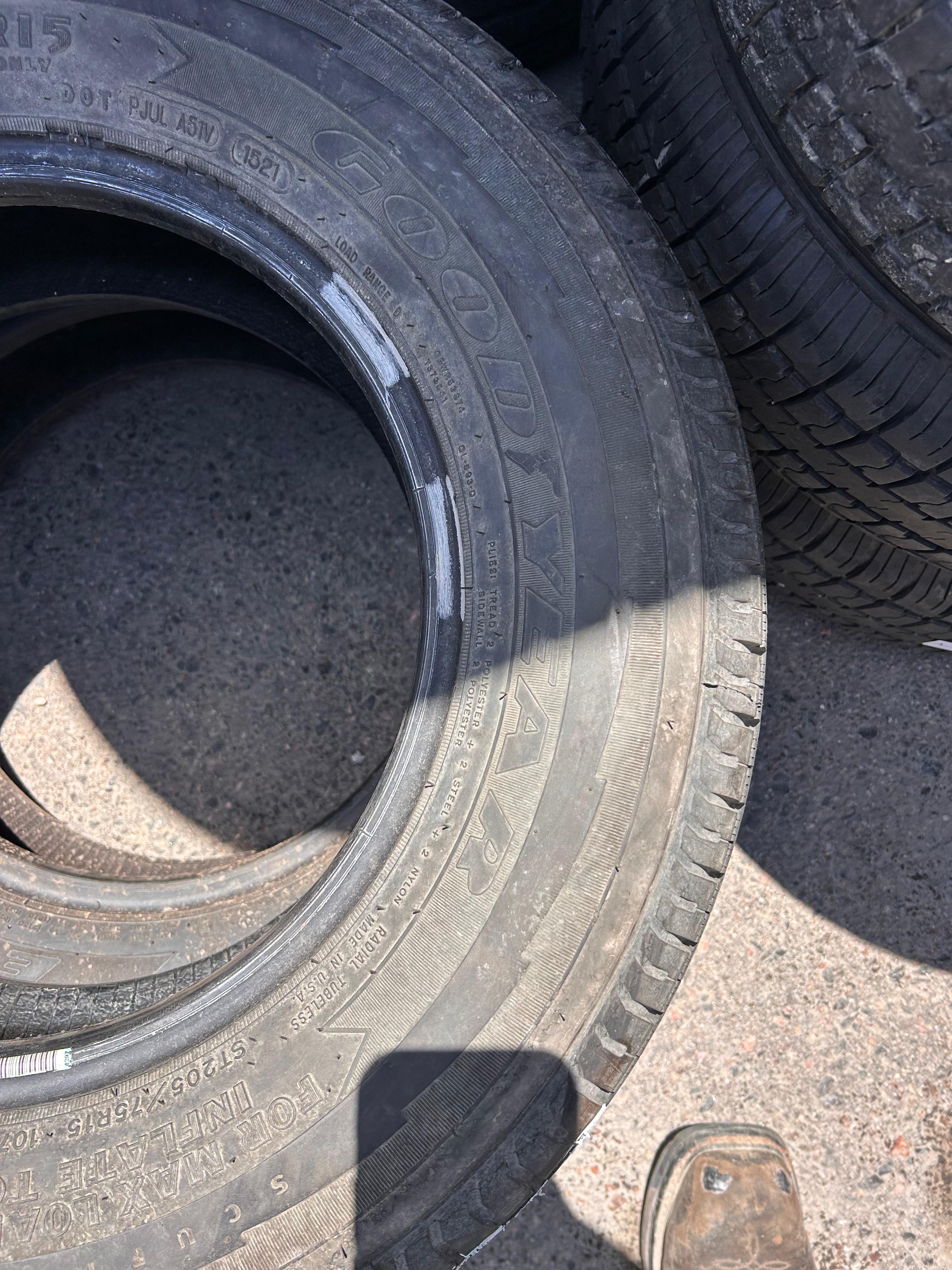 ST205/75R15 Pair (2 Used Tires) Goodyear Endurance