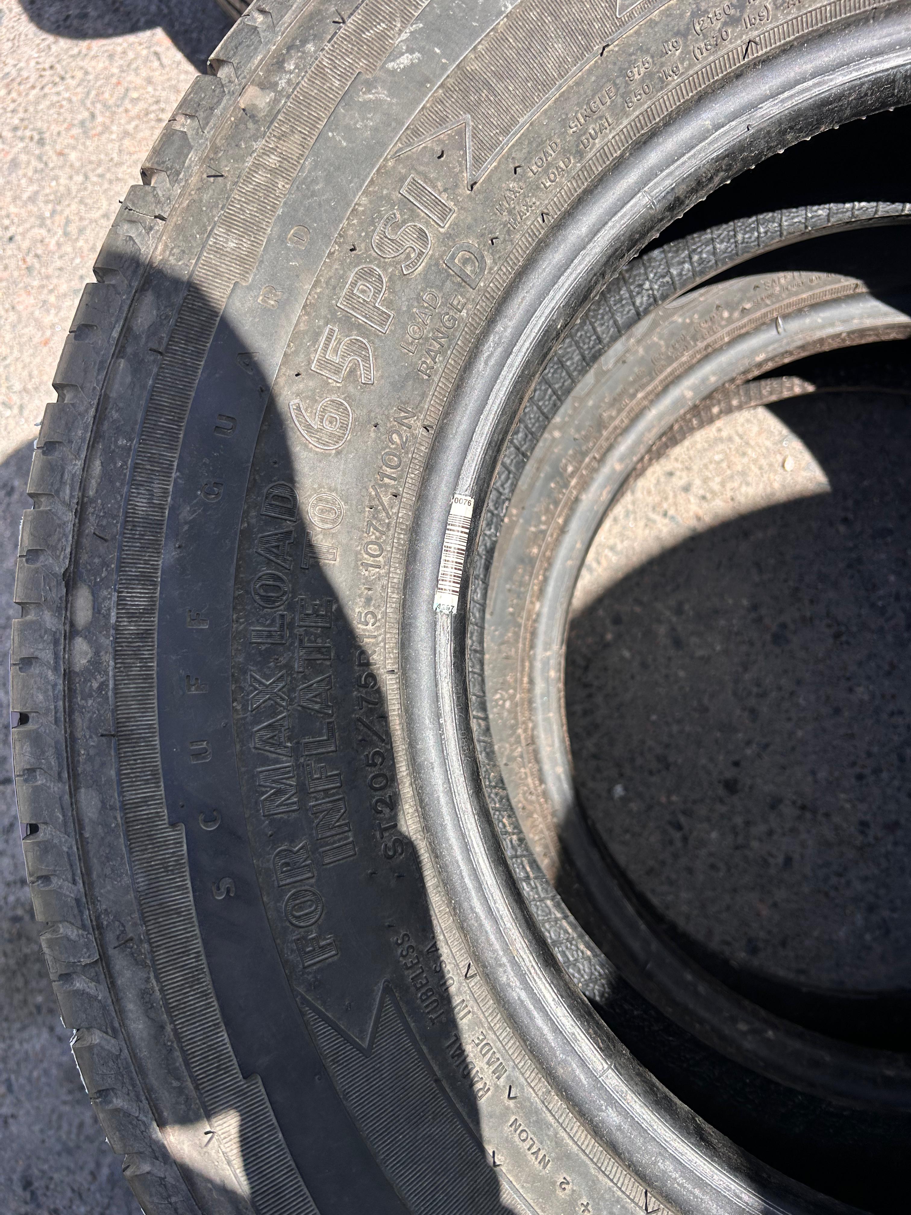ST205/75R15 Pair (2 Used Tires) Goodyear Endurance