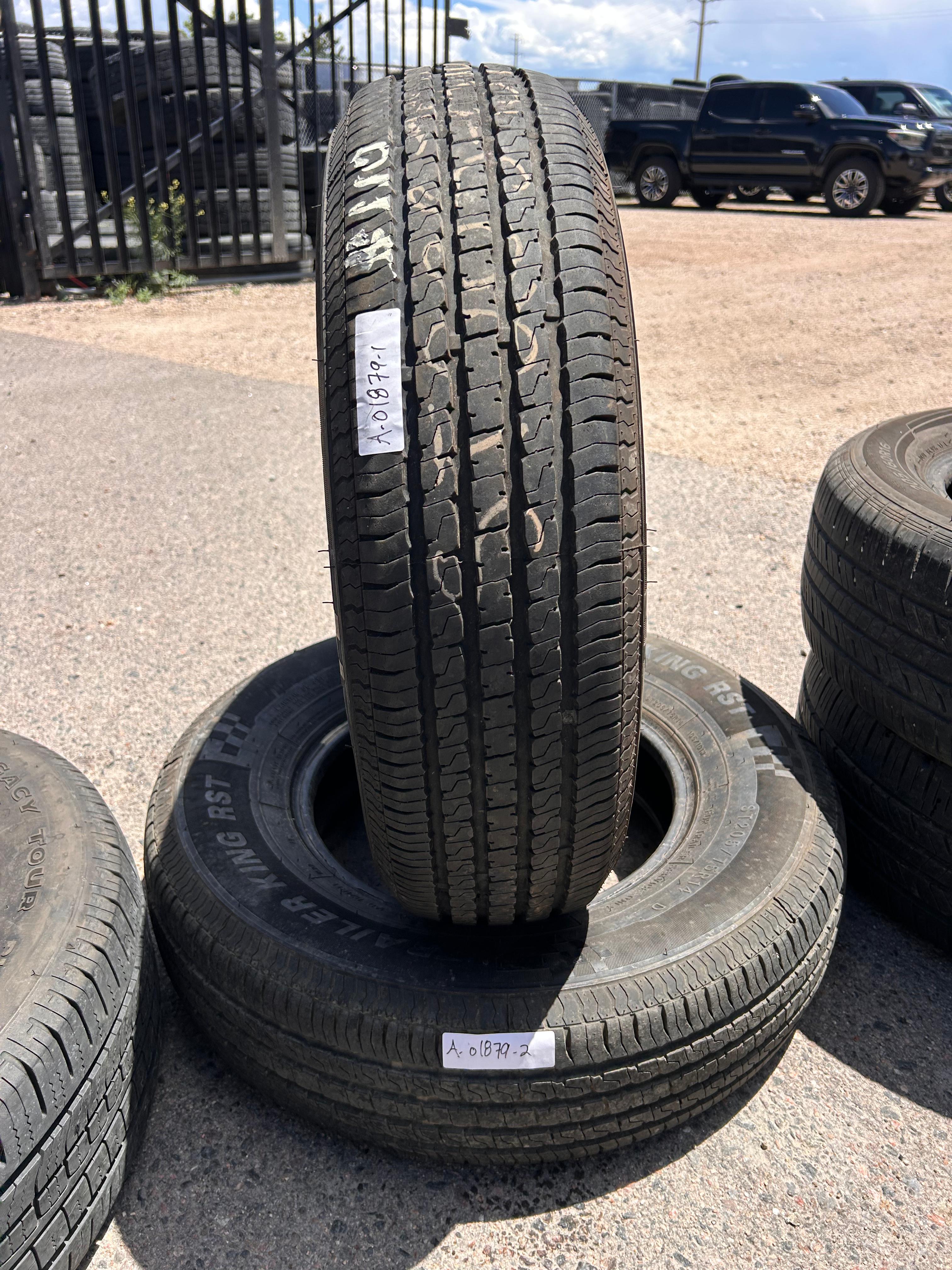 ST205/75R14 Pair (2 Used Tires) Trailer King RST
