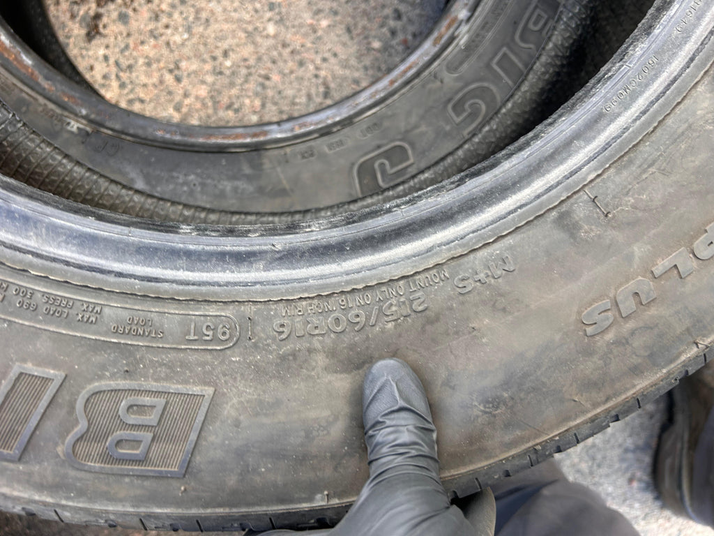 215/60R16 Pair (2 Used Tires) Big O Legacy Tour Plus