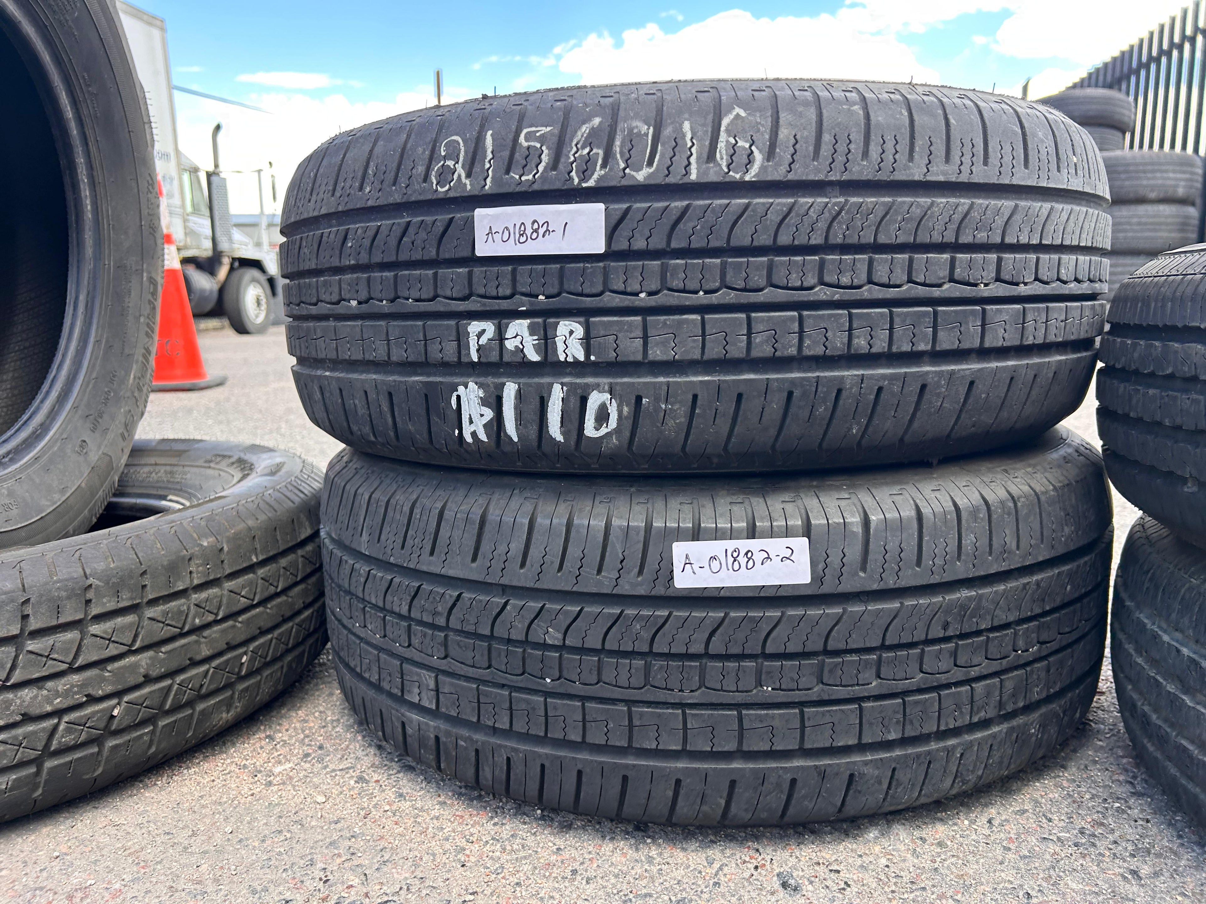 215/60R16 Pair (2 Used Tires) Big O Legacy Tour Plus